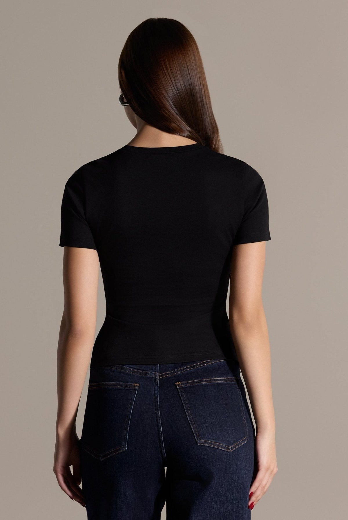 100% Cotton Crew Neck Fitted T-Shirt - shopaleena