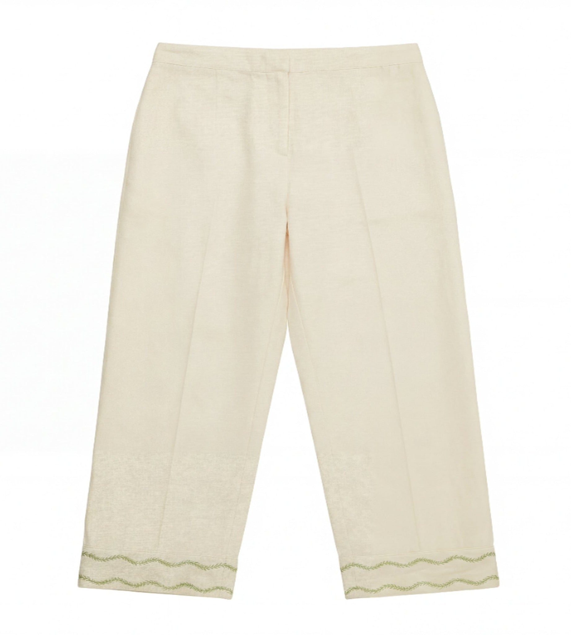 100% Cotton Ivory Embroidered Wide Leg Pants For Kids - shopaleena