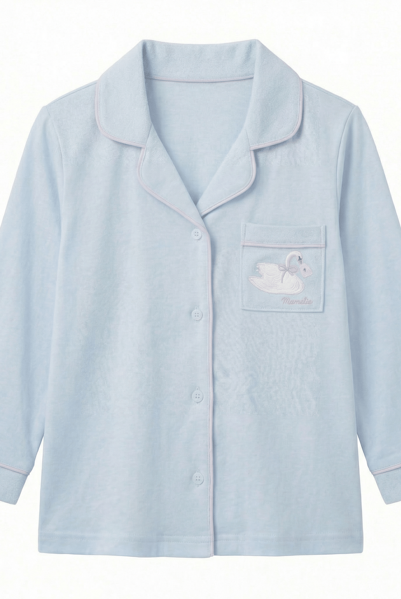 100% Cotton Light Blue Embroidered Shirt For Kids - shopaleena