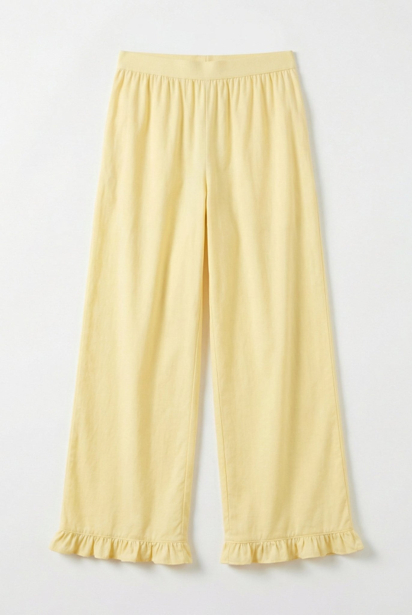 100% Cotton Light Yellow Ruffle Pants For Kids - shopaleena