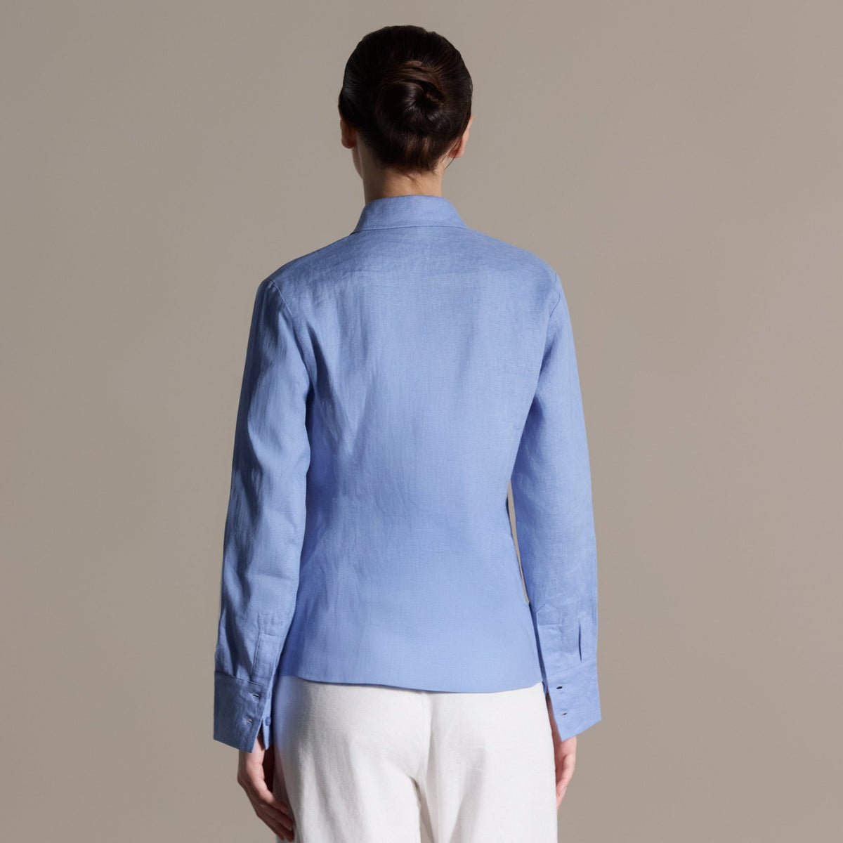 100% Linen light Blue Classic Shirt - shopaleena