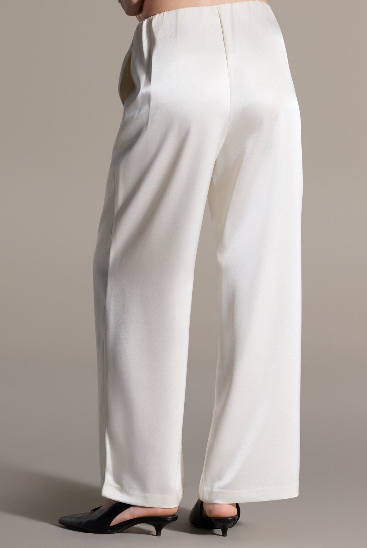 2 Piece Draped Satin Blouse & Wide Leg Pants Set - shopaleena