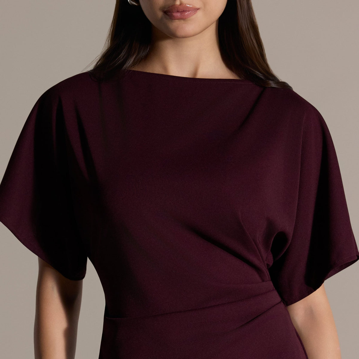 2 Piece Set Burgundy Draped Top & Wide Leg Pants - shopaleena