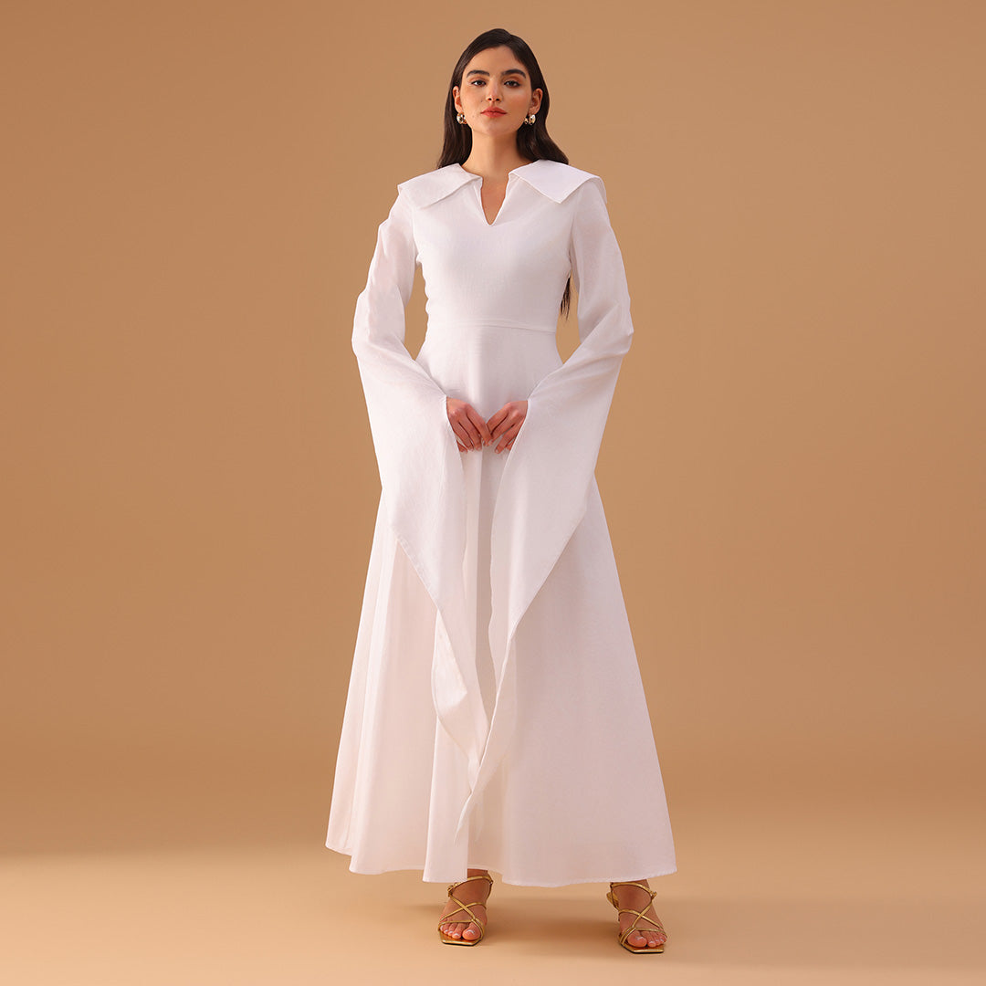 Linen Long Flared Sleeve A line Dress – shopaleena