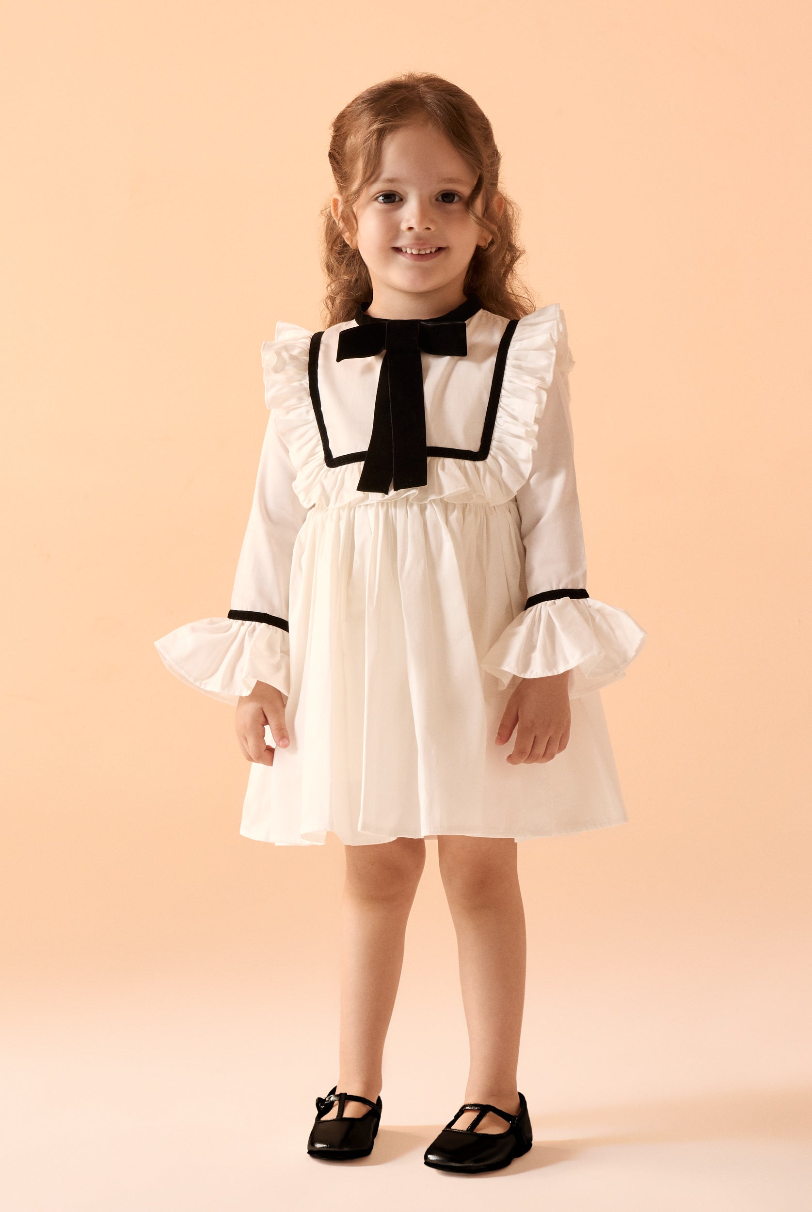 Off White Long Sleeve Cotton Dress - shopaleena