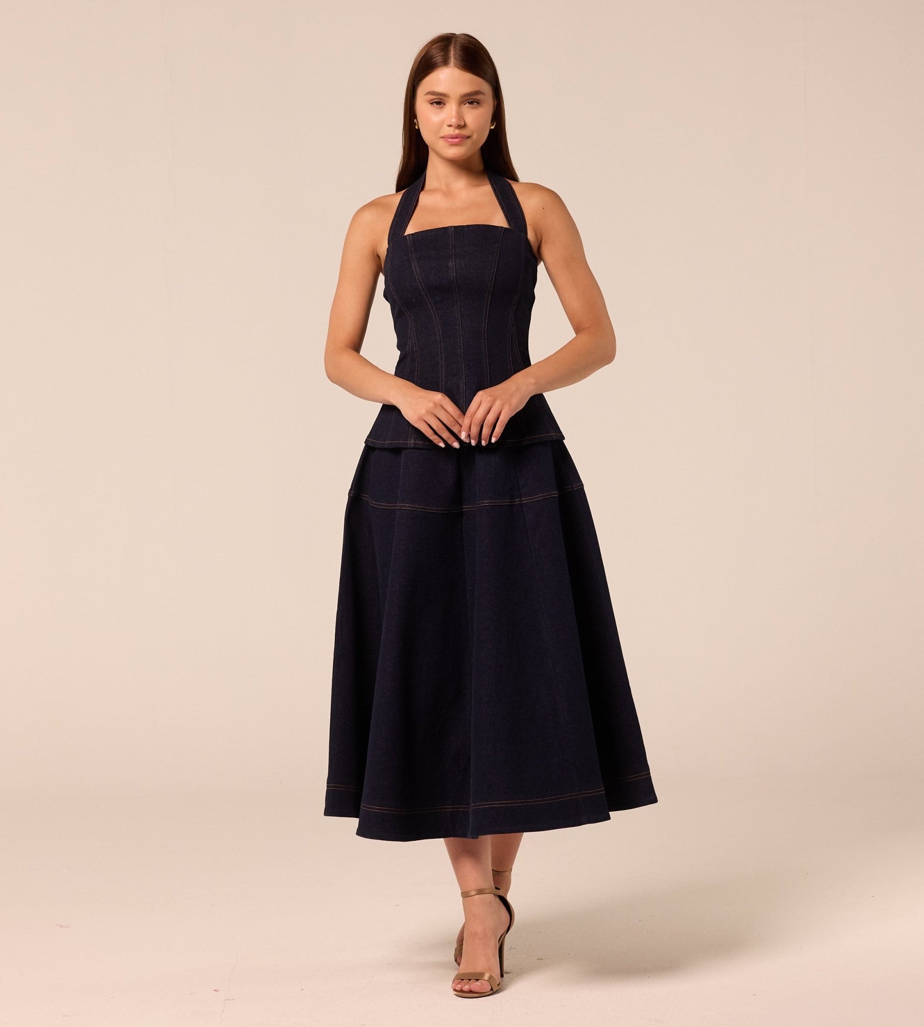 A Line Denim Midi Skirt - shopaleena