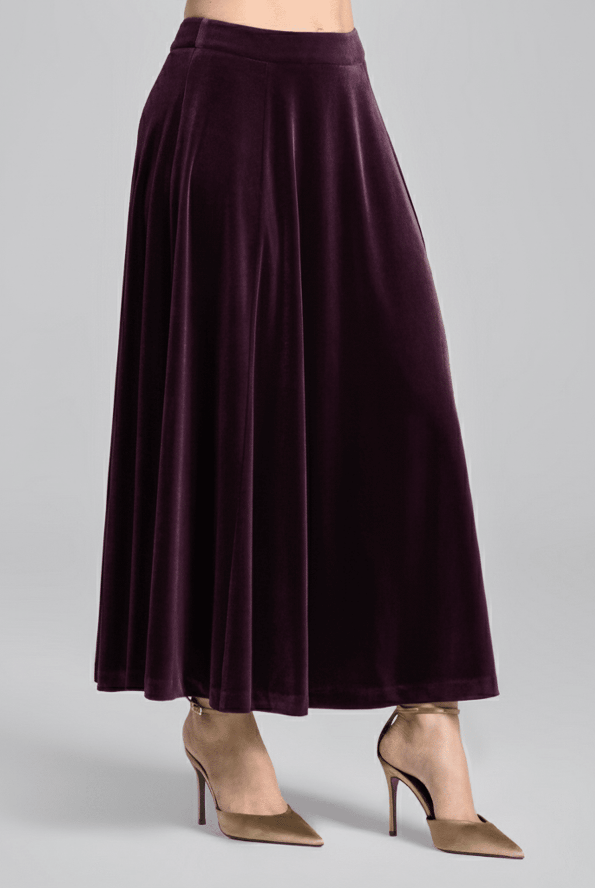 A Line Velvet Midi Skirt - shopaleena