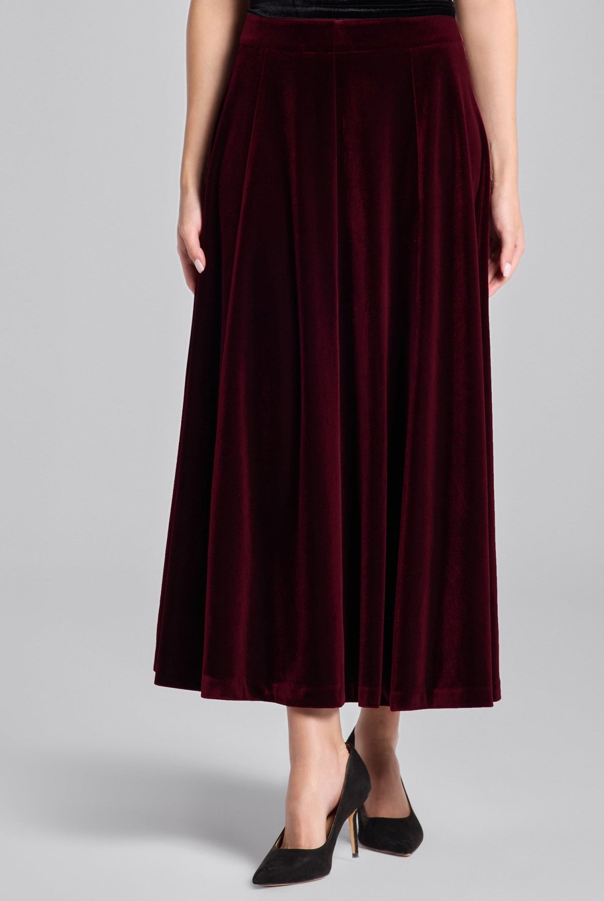 A Line Velvet Midi Skirt - shopaleena