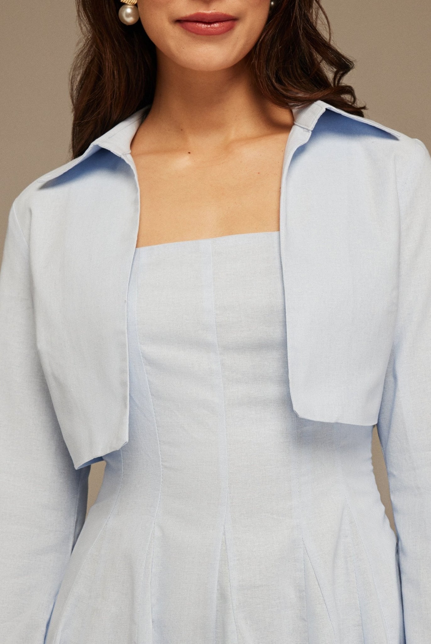 Aline Midi Dress With Short Flared Long Sleeve Jacket - shopaleena