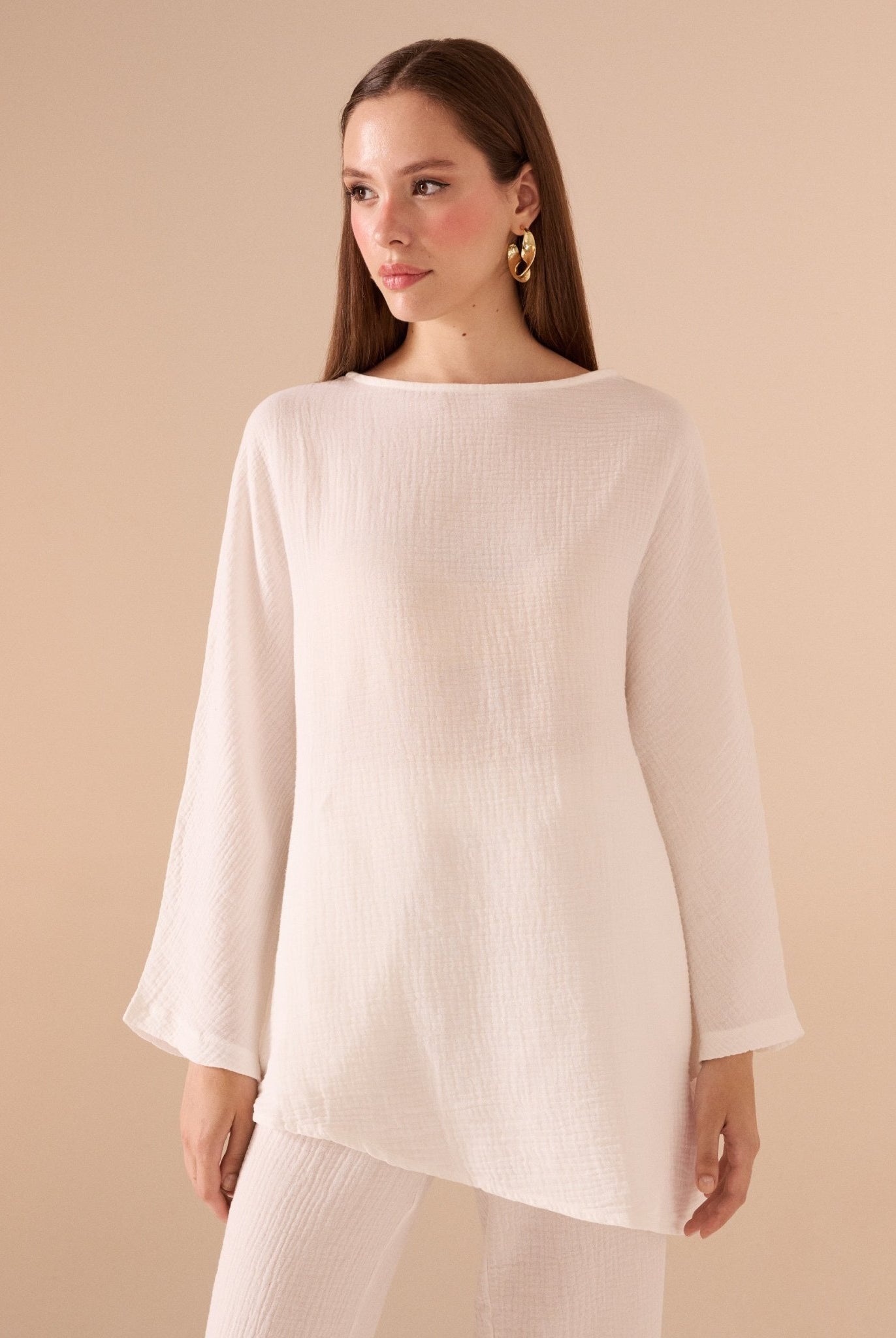 بلوزة قطن فضفاضة - shopaleena