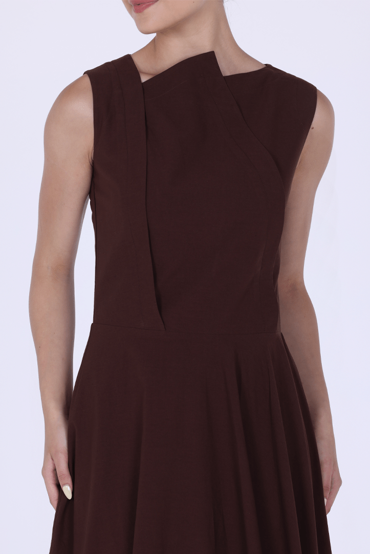 Asymmetric Hem Draped Midi Dress - shopaleena