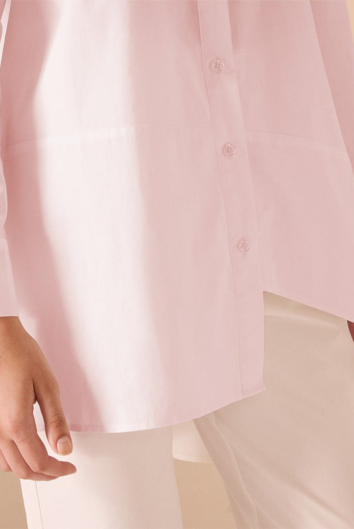 Asymmetric Hem Poplin Shirt - shopaleena