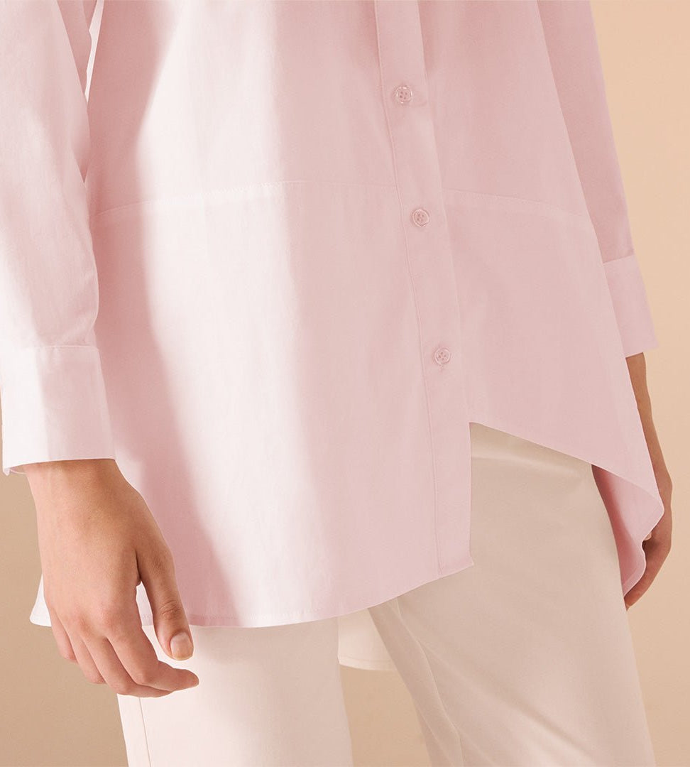 Asymmetric Hem Poplin Shirt - shopaleena