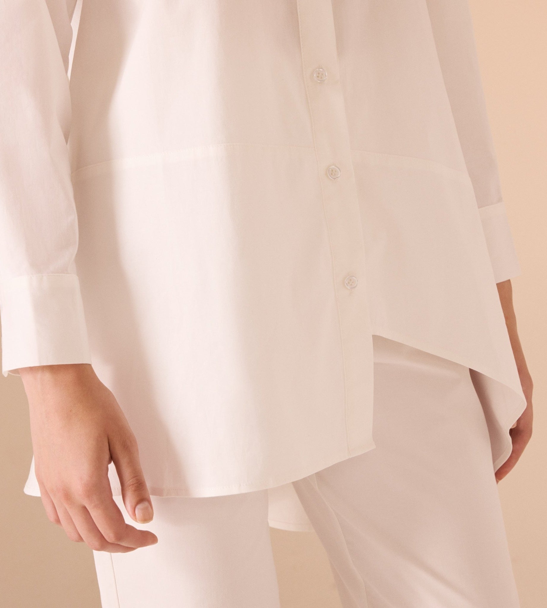 Asymmetric Hem Poplin Shirt - shopaleena