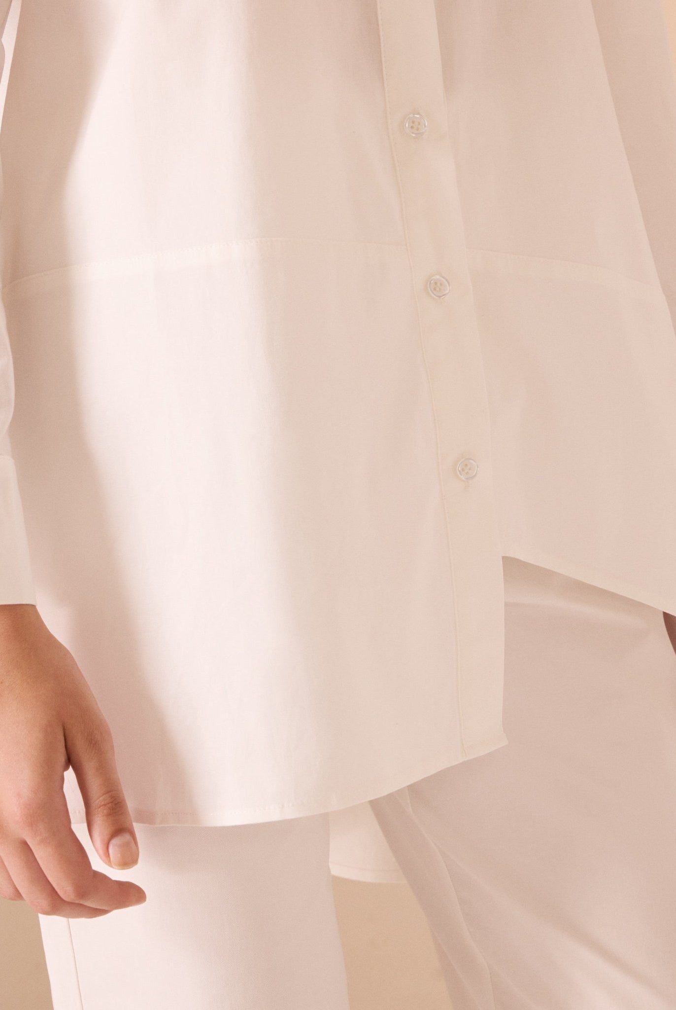 Asymmetric Hem Poplin Shirt - shopaleena