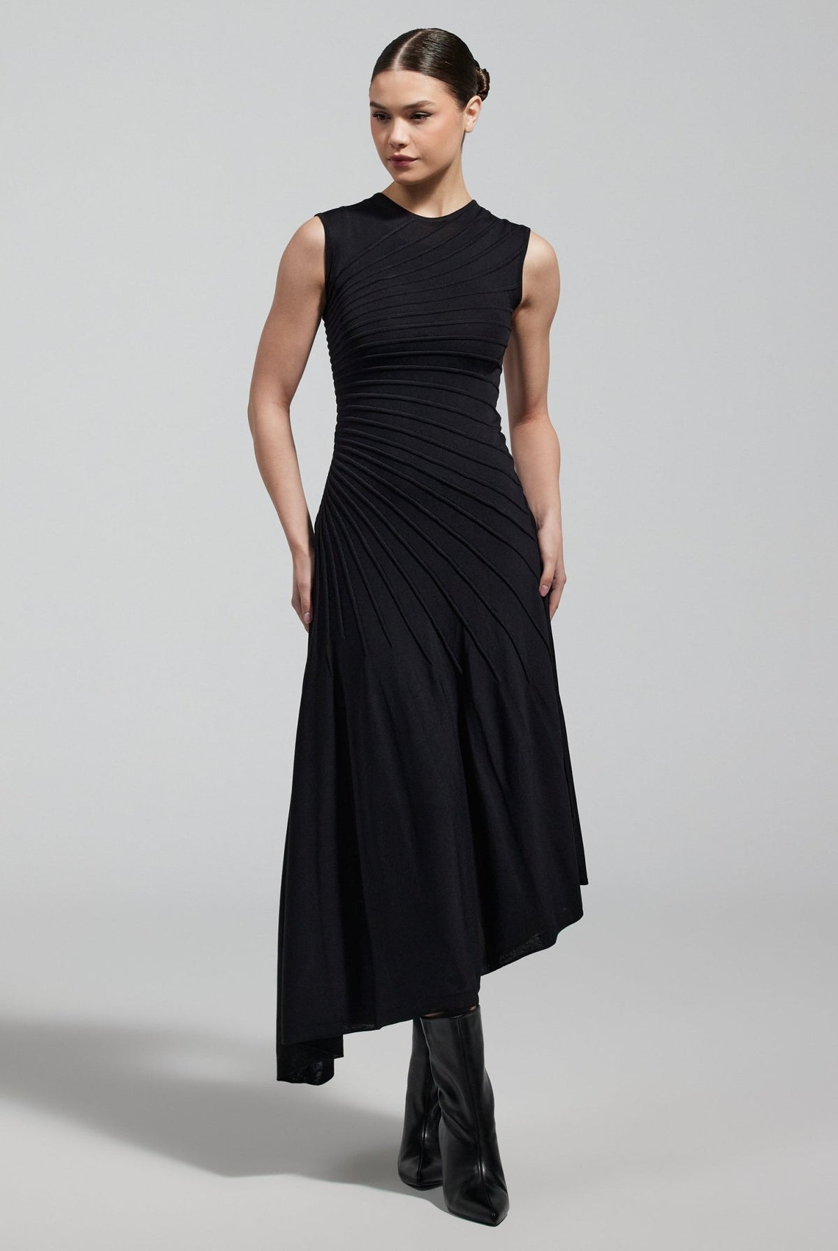 Asymmetric Knit Midi Dress - shopaleena