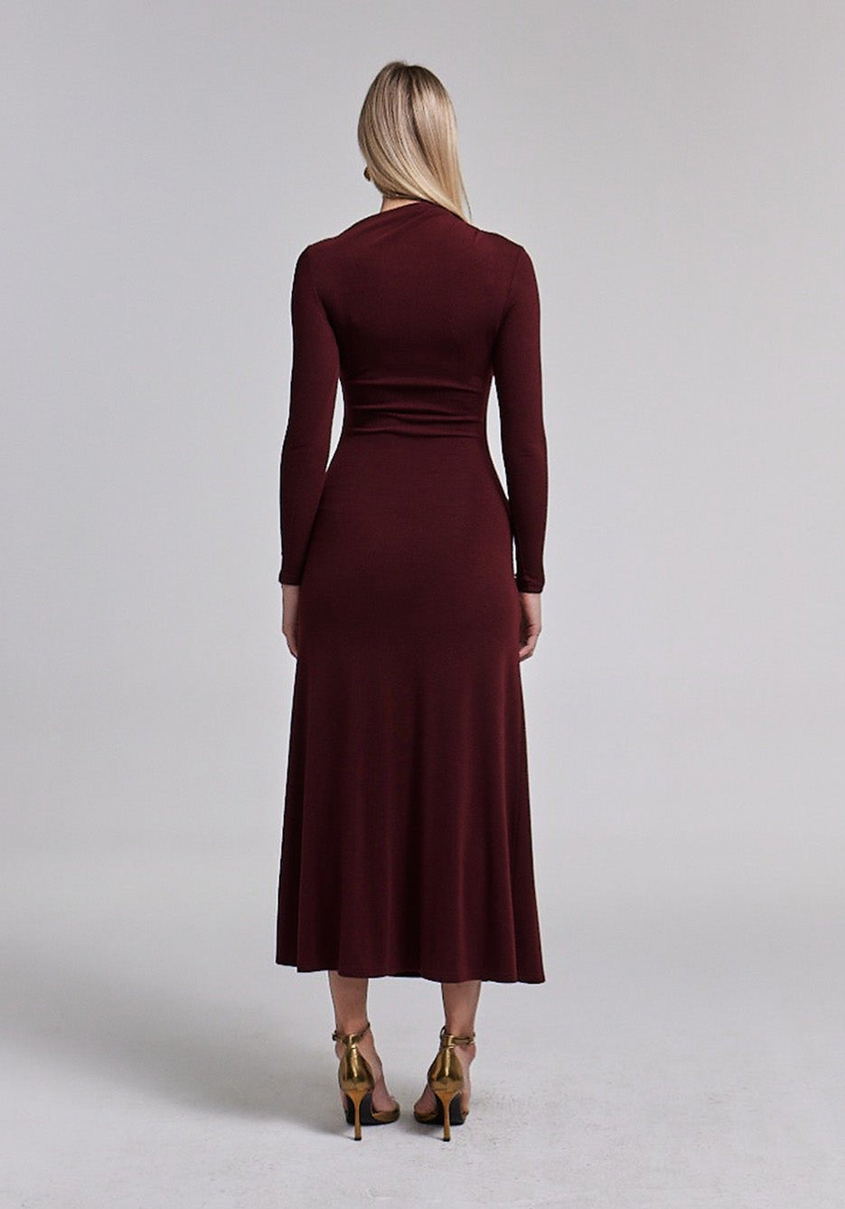 Asymmetric Neck Bodycon Maxi Dress - shopaleena