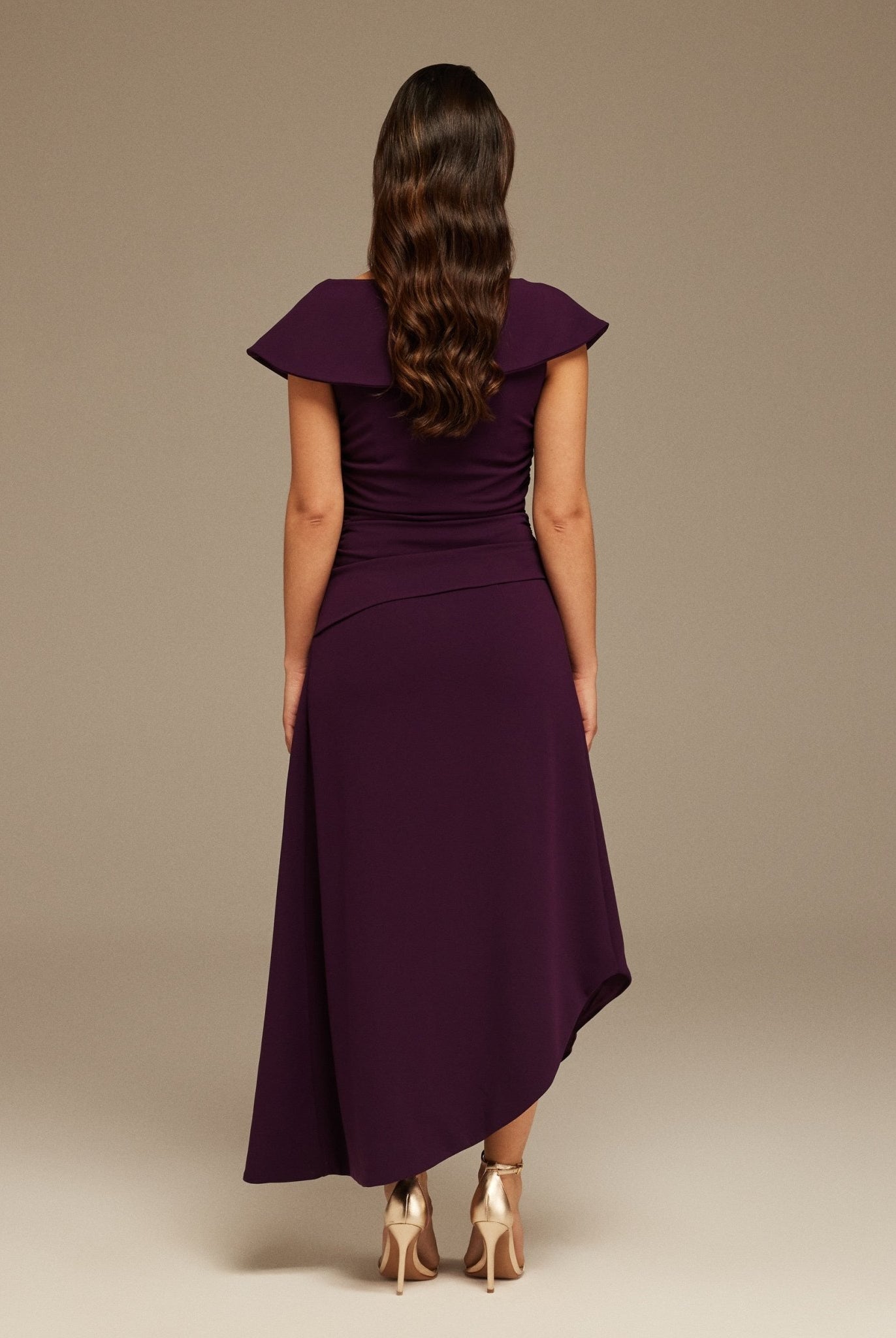 Asymmetric Off - Shoulder Draped Midi Dress - shopaleena