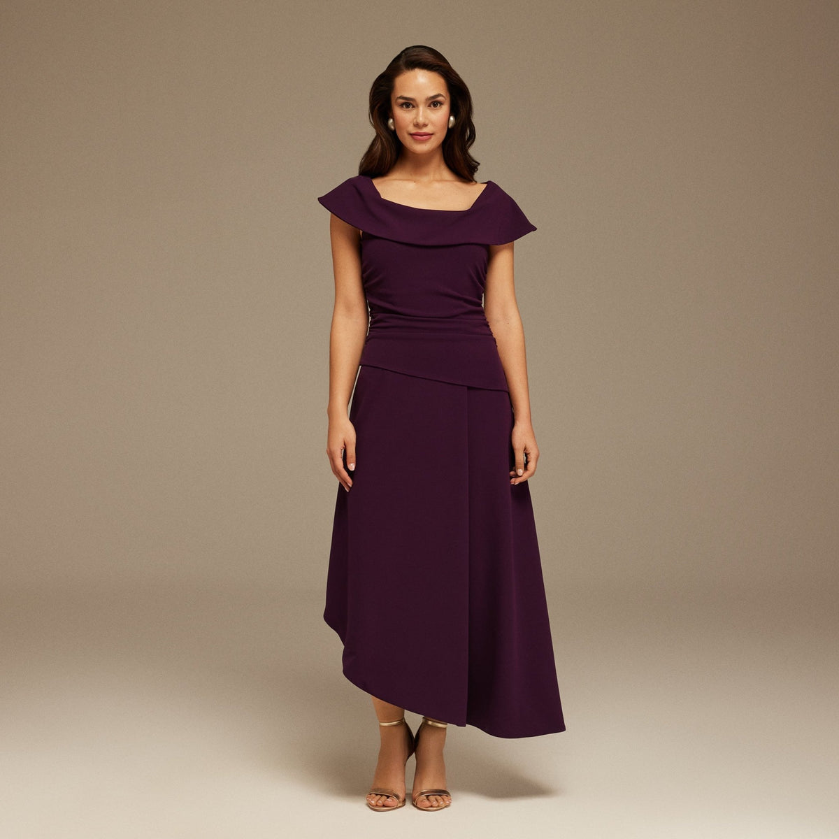 Asymmetric Off-Shoulder Draped Midi Dress – shopaleena