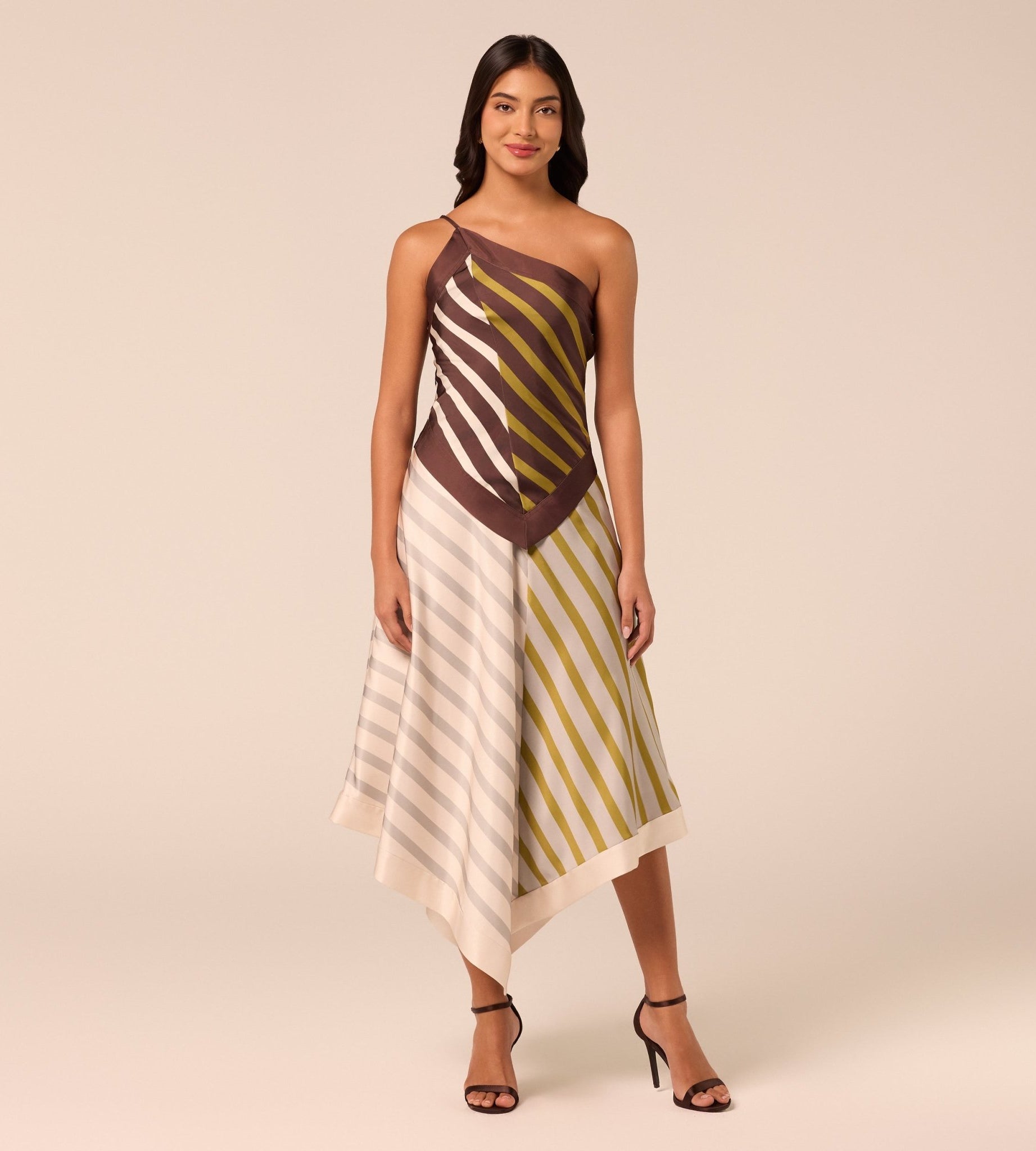 Asymmetric Satin Midi Skirt - shopaleena