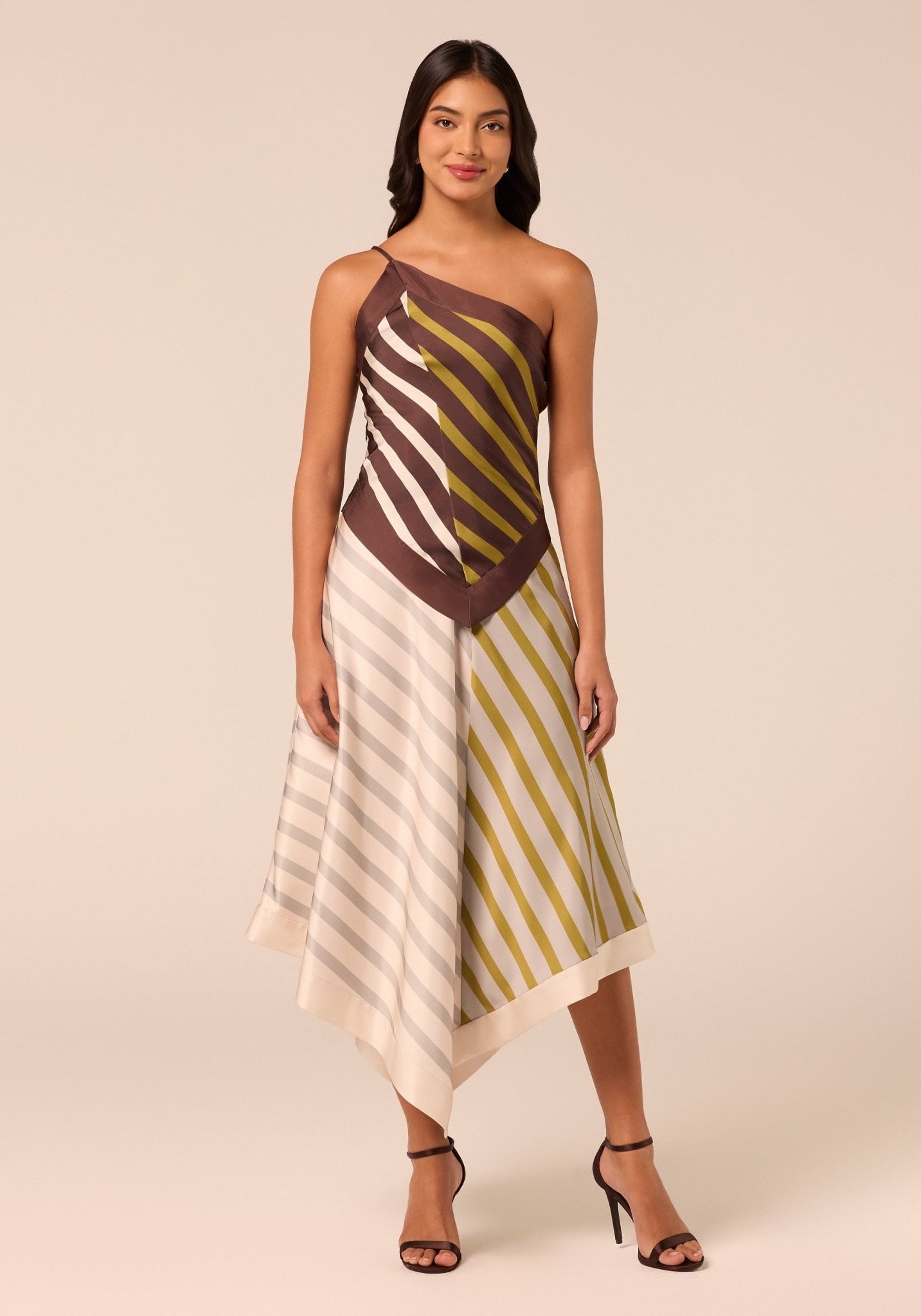 Asymmetric Satin Midi Skirt - shopaleena