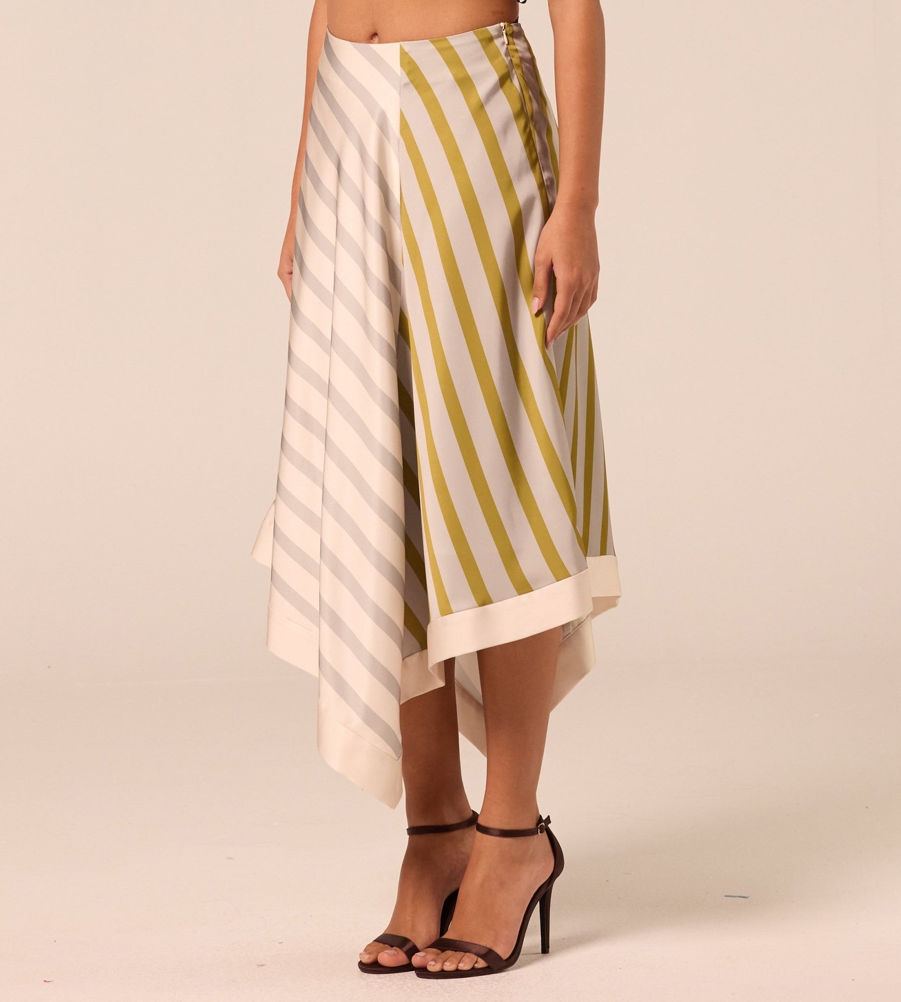 Asymmetric Satin Midi Skirt - shopaleena