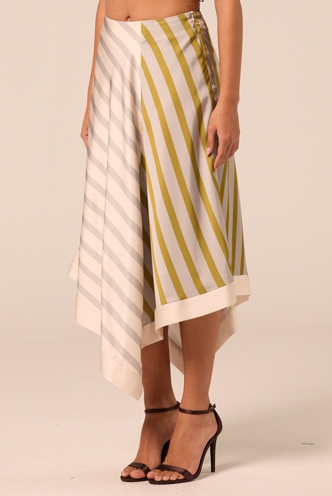 Asymmetric Satin Midi Skirt - shopaleena