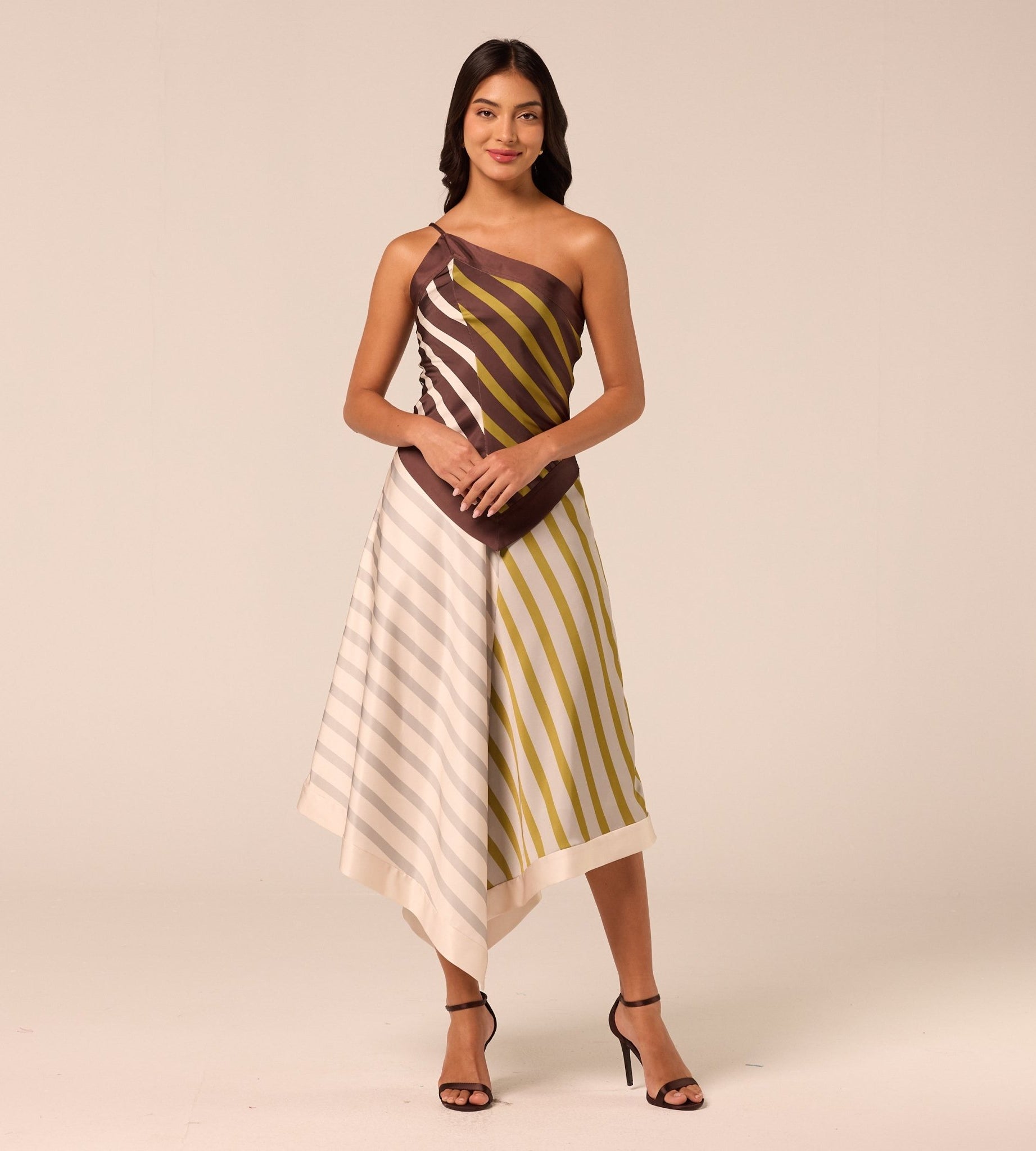 Asymmetric Satin Midi Skirt - shopaleena