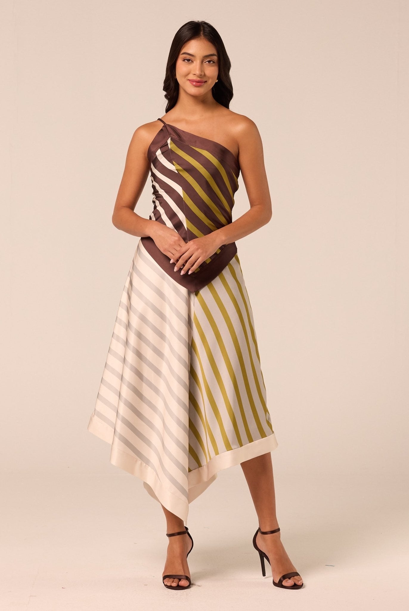 Asymmetric Satin Midi Skirt - shopaleena
