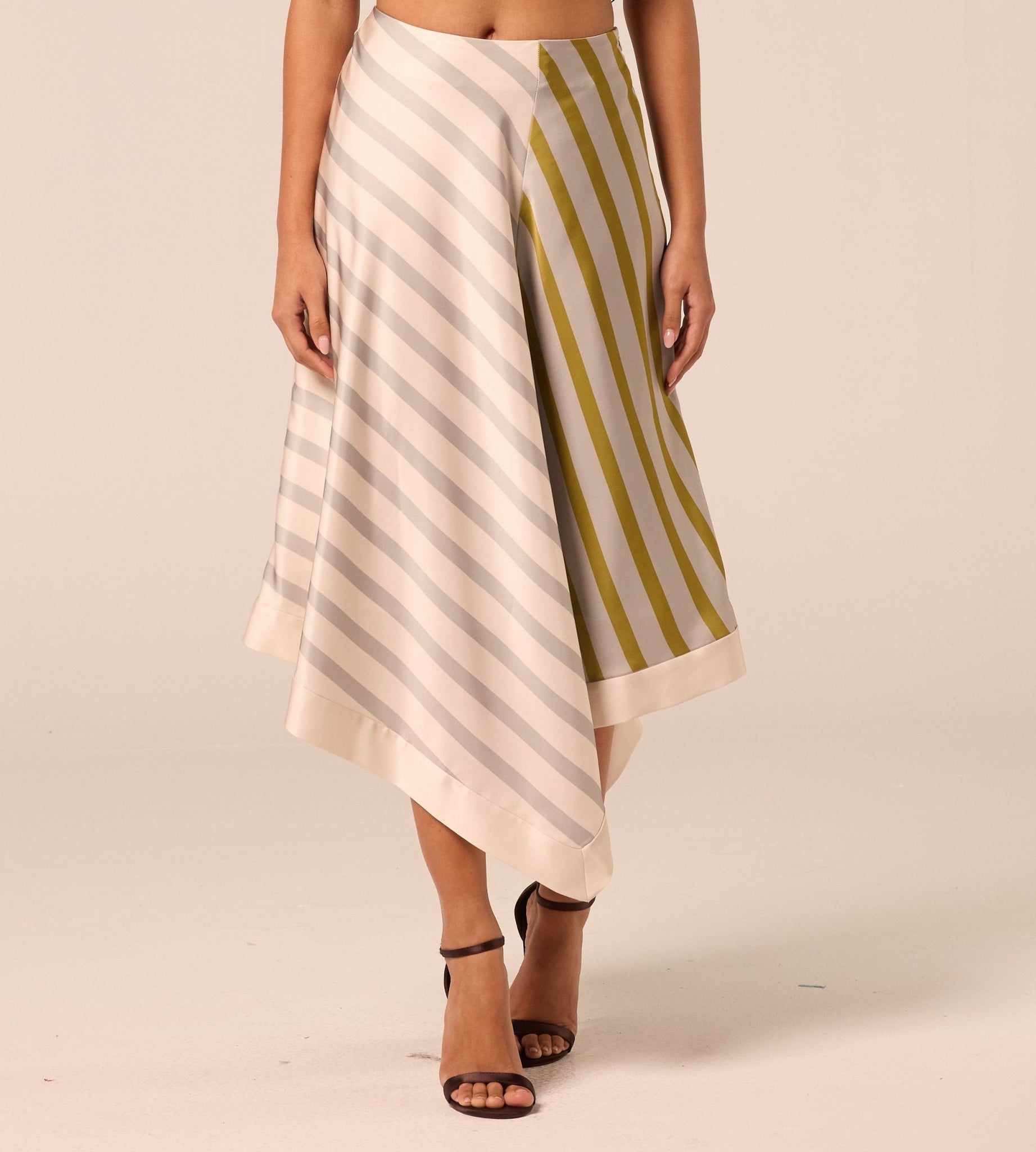 Asymmetric Satin Midi Skirt - shopaleena