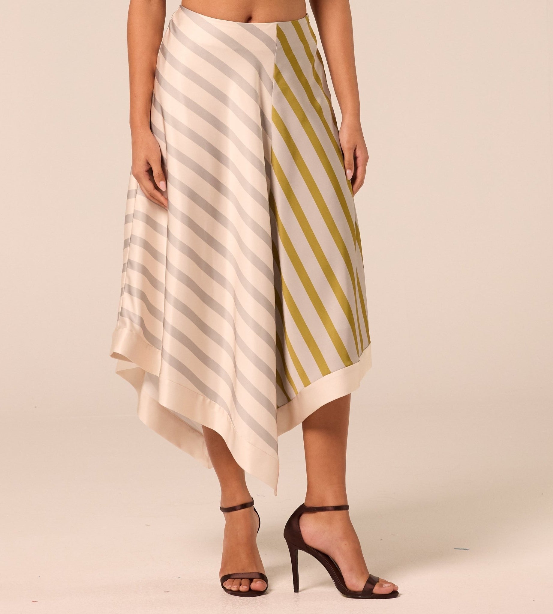 Asymmetric Satin Midi Skirt - shopaleena