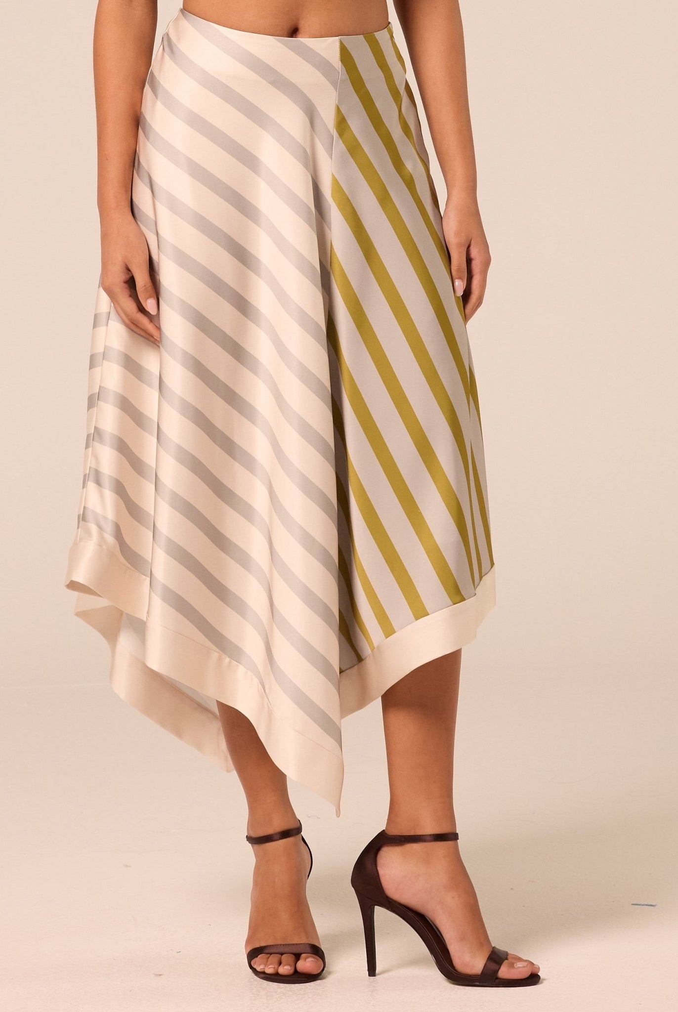 Asymmetric Satin Midi Skirt - shopaleena