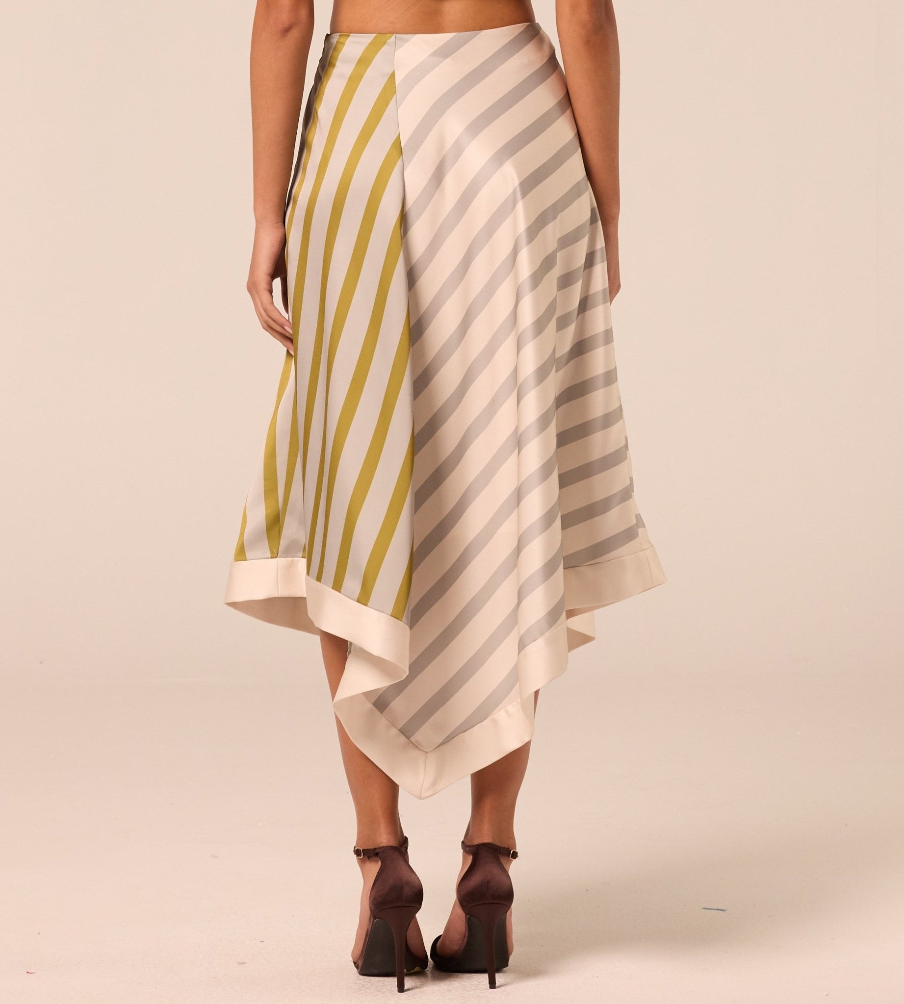 Asymmetric Satin Midi Skirt - shopaleena