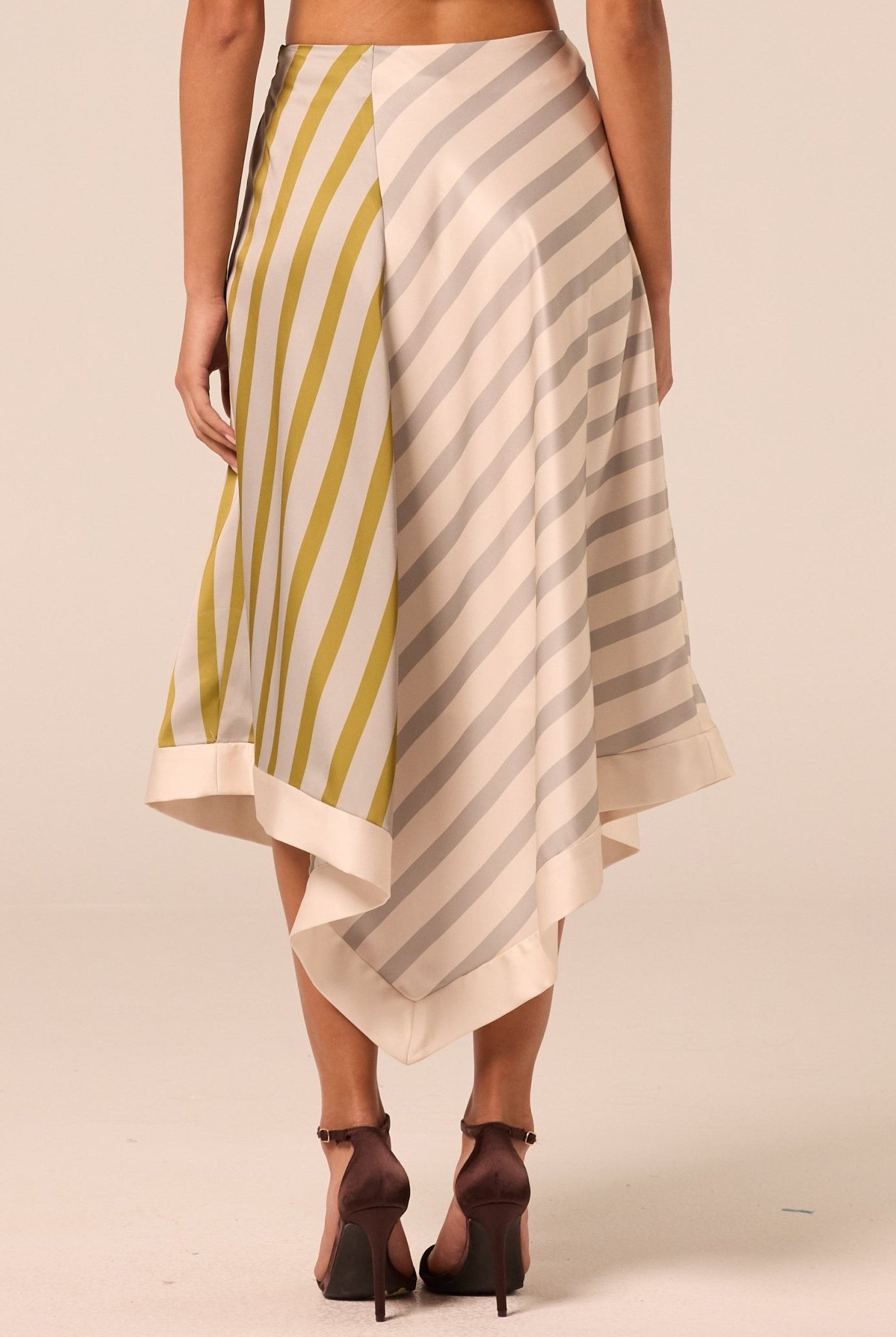 Asymmetric Satin Midi Skirt - shopaleena
