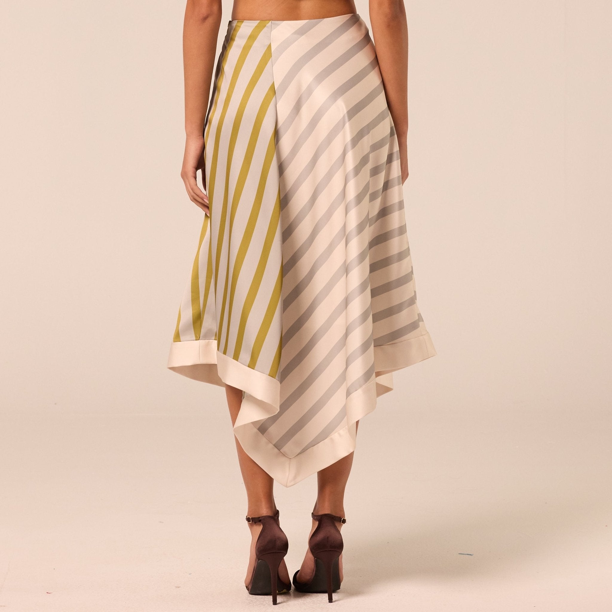 Asymmetric Satin Midi Skirt - shopaleena