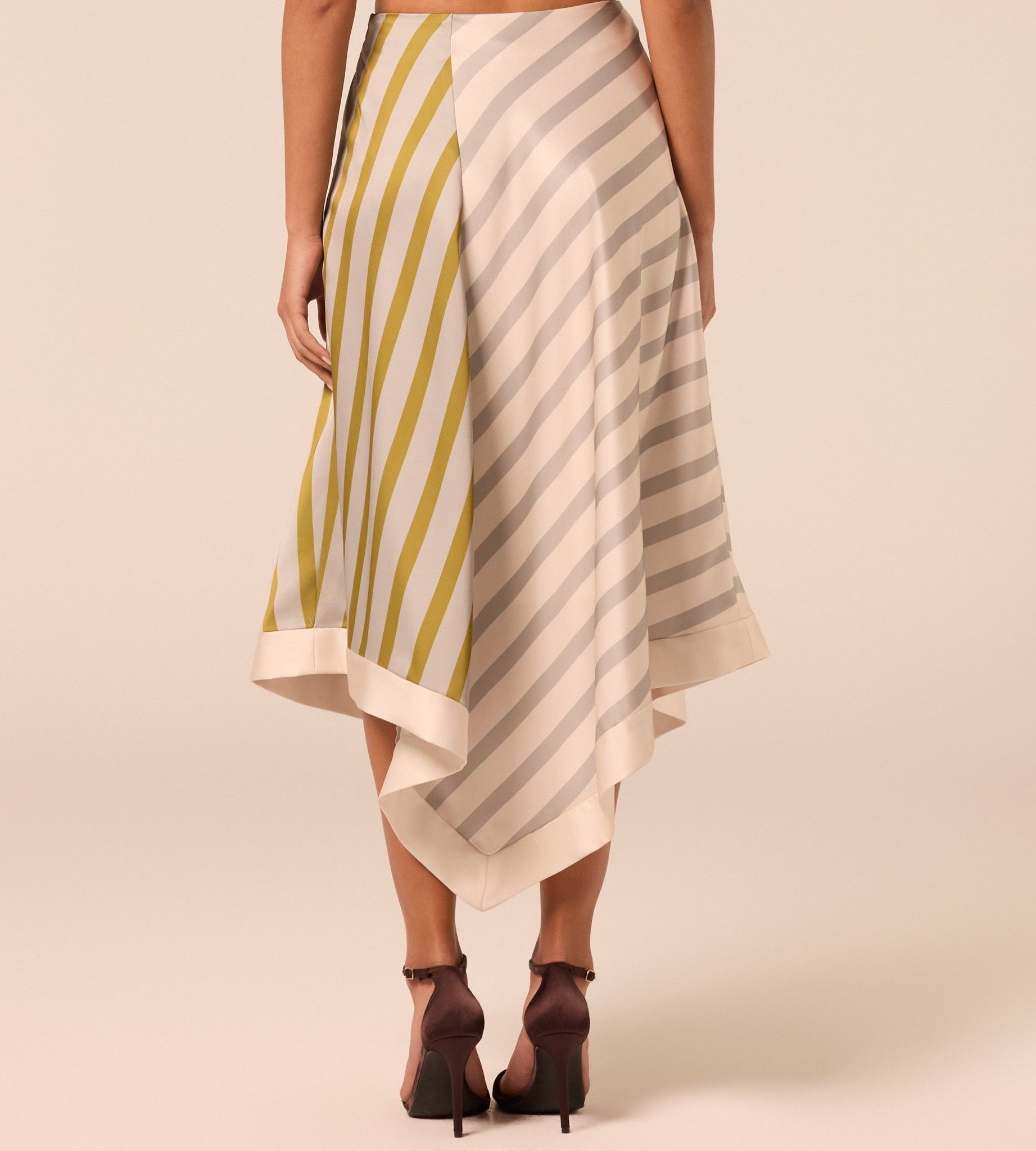 Asymmetric Satin Midi Skirt - shopaleena