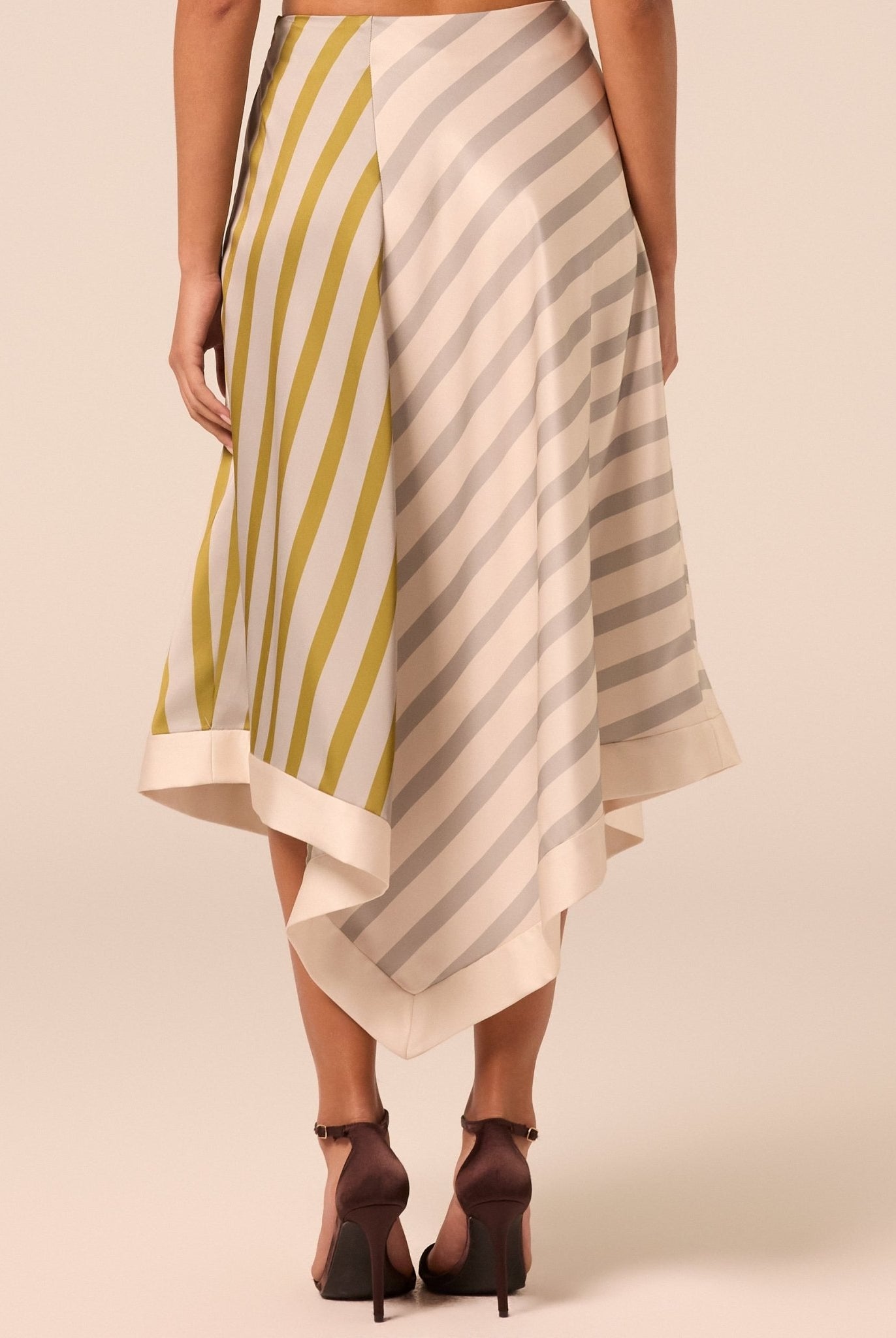 Asymmetric Satin Midi Skirt - shopaleena