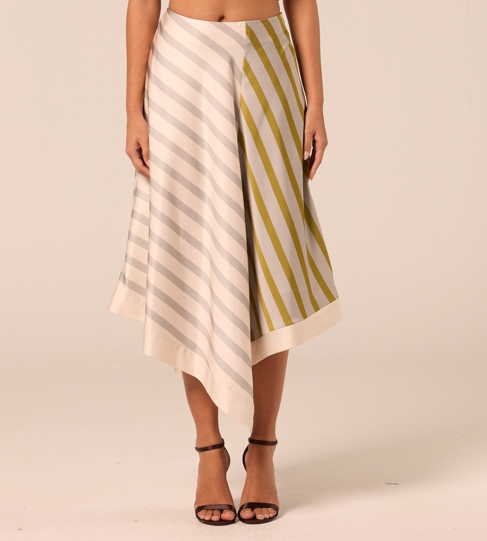 Asymmetric Satin Midi Skirt - shopaleena