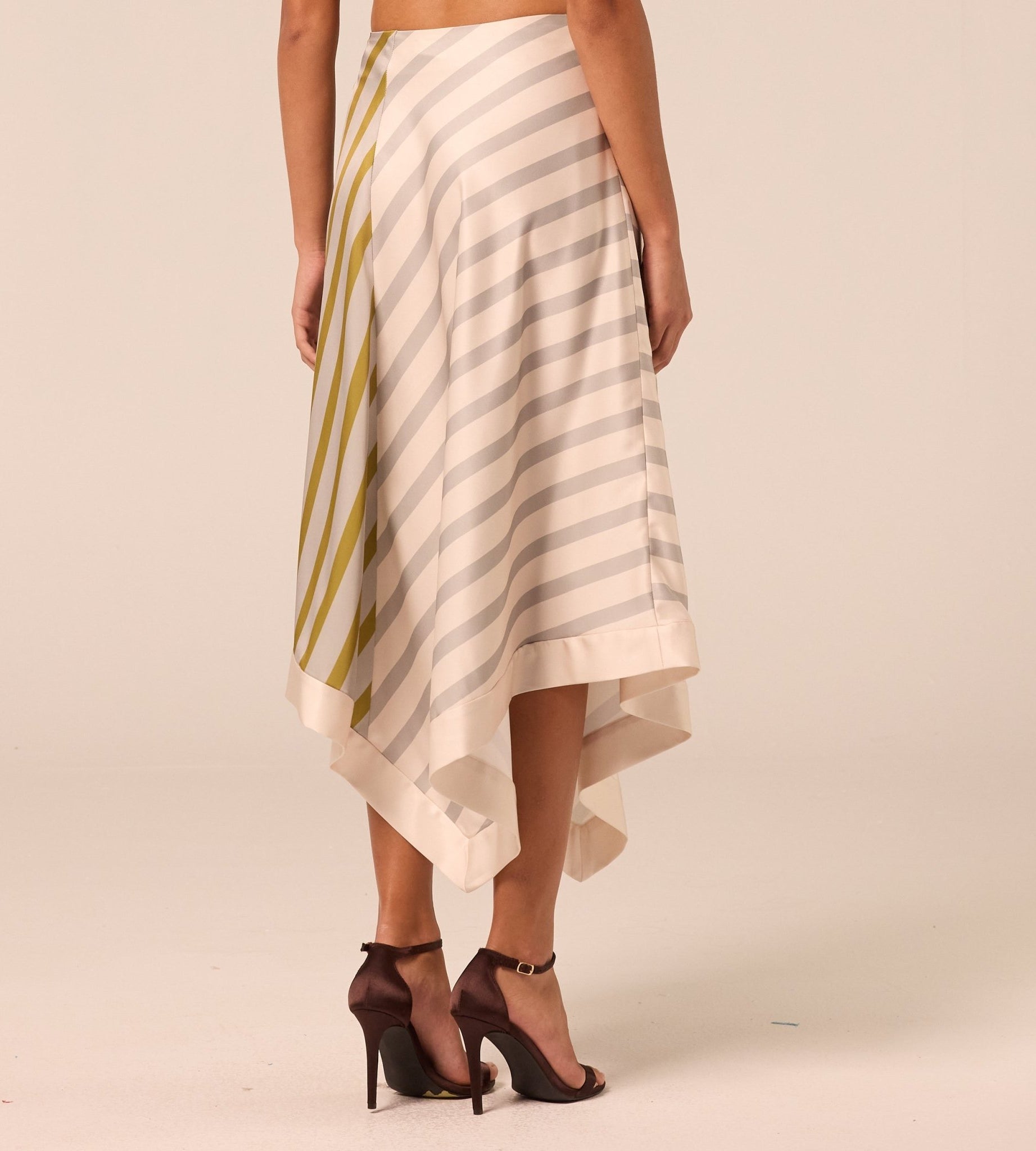 Asymmetric Satin Midi Skirt - shopaleena