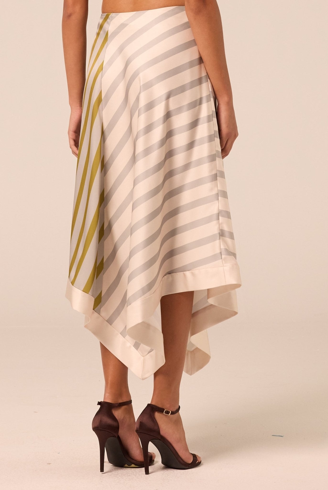 Asymmetric Satin Midi Skirt - shopaleena