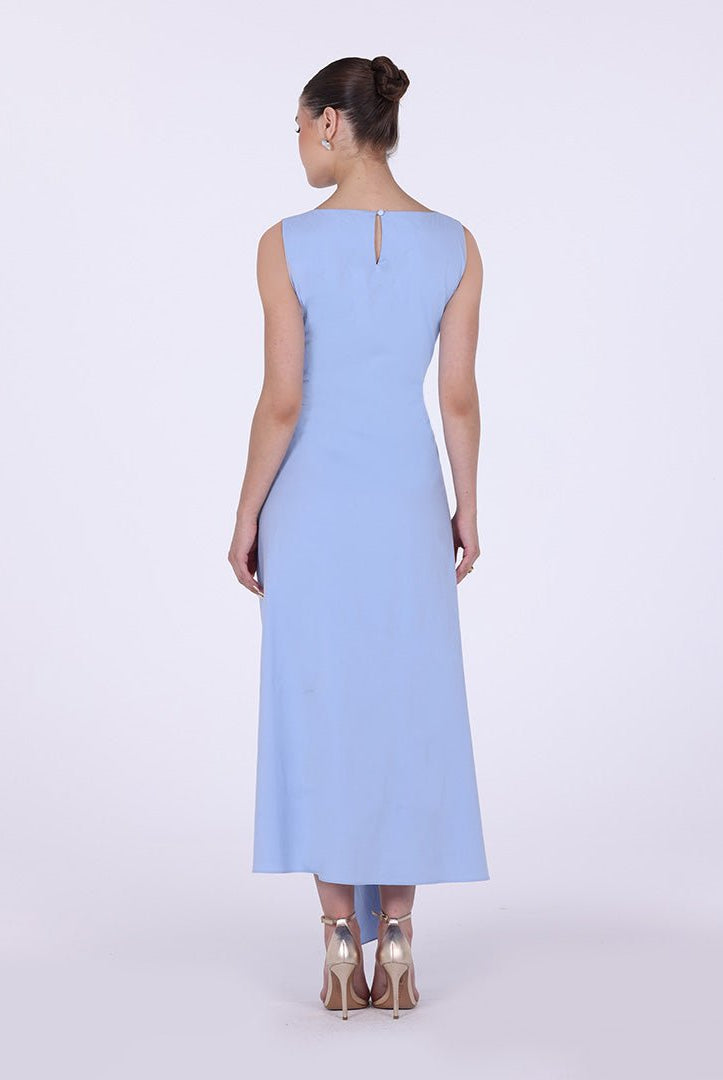Asymmetric Twisted Cotton Midi Dress - shopaleena