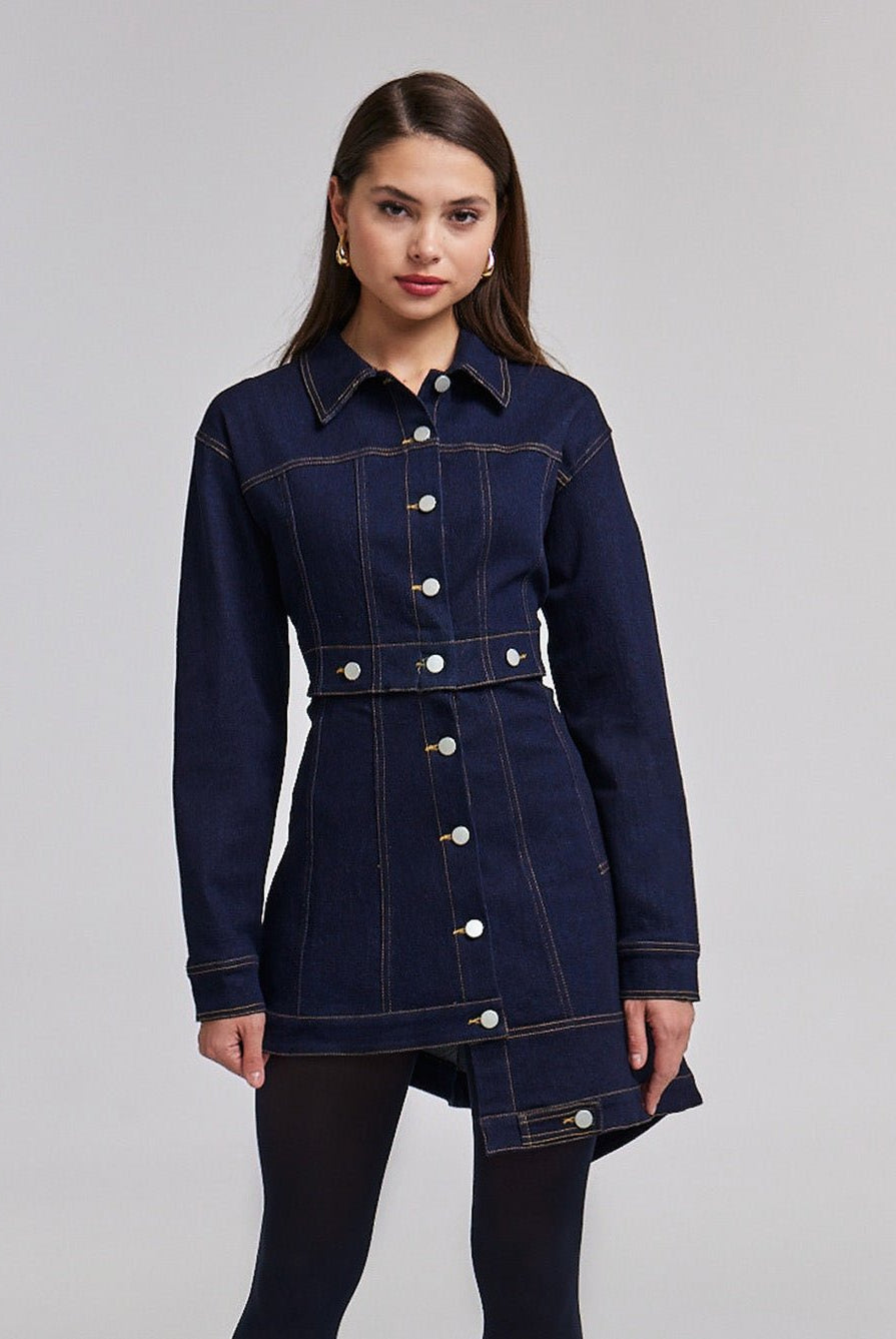 Asymmetrical Denim Jacket - shopaleena