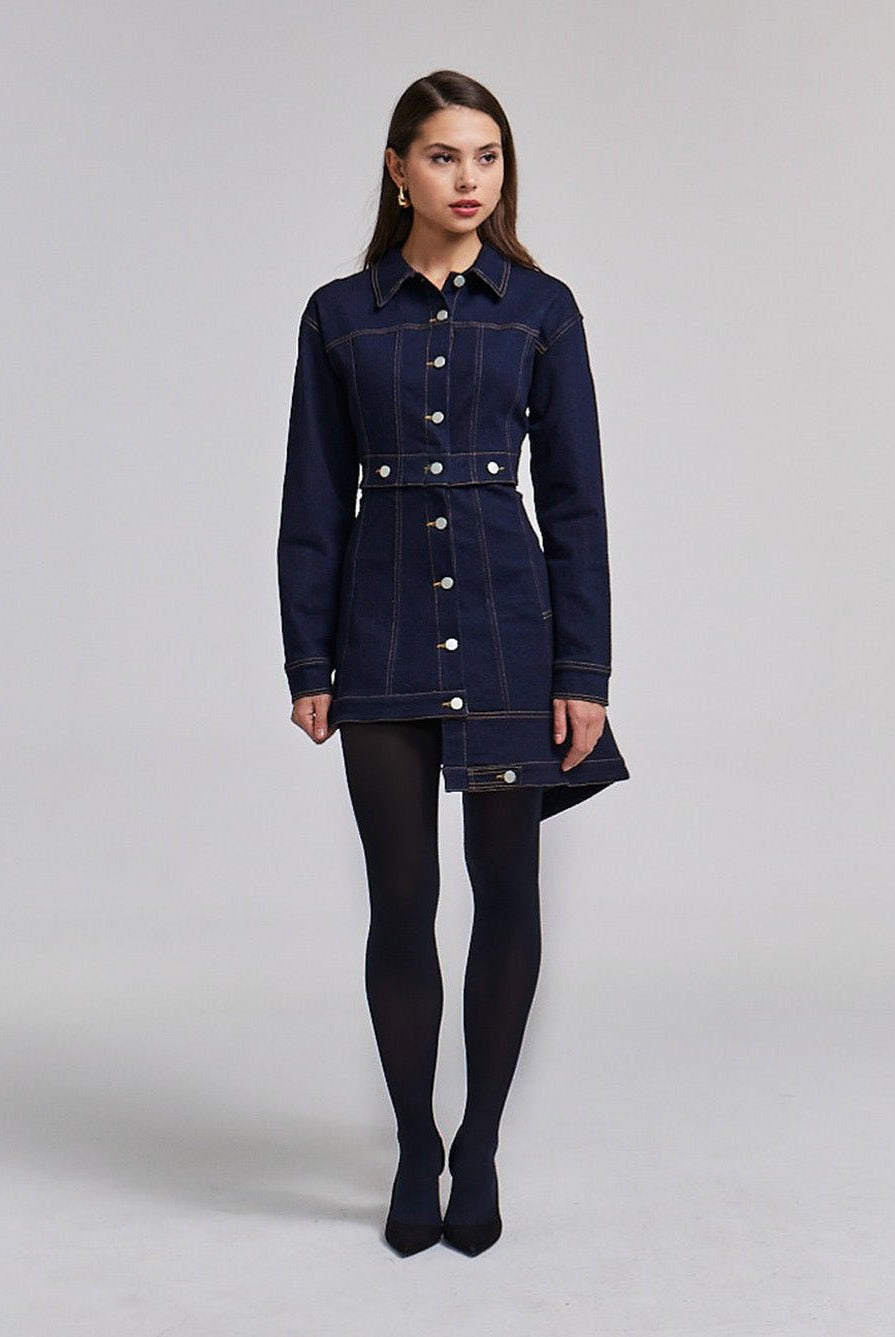 Asymmetrical Denim Jacket - shopaleena