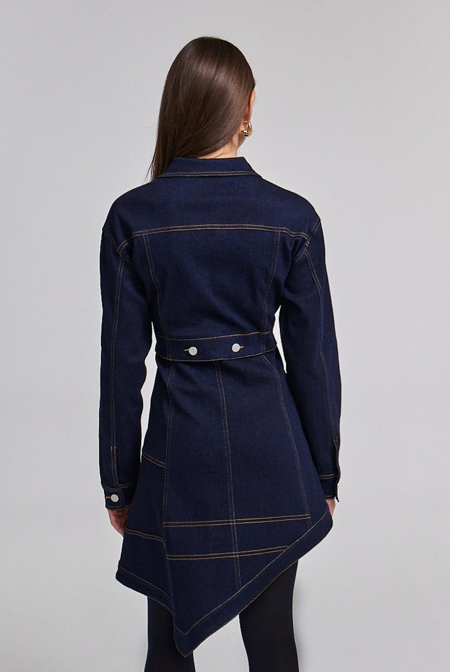 Asymmetrical Denim Jacket - shopaleena