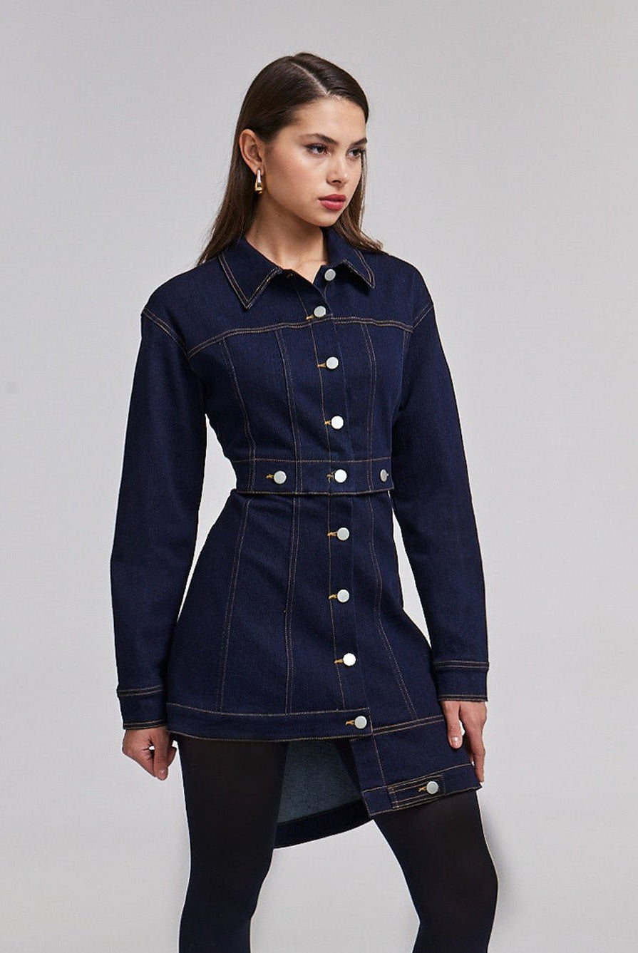 Asymmetrical Denim Jacket - shopaleena