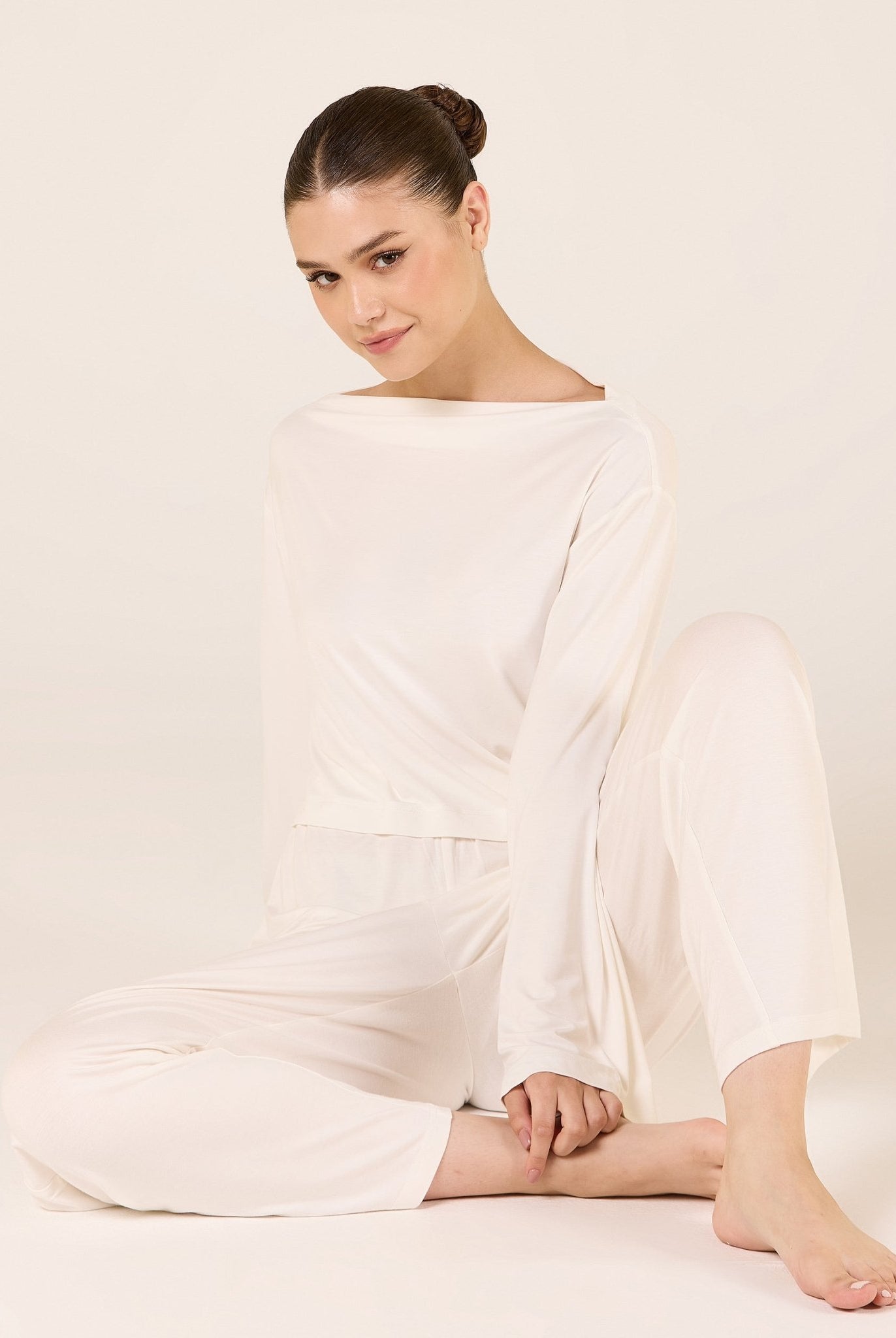 Bamboo Wide Leg Elastic Waist Pants - shopaleena