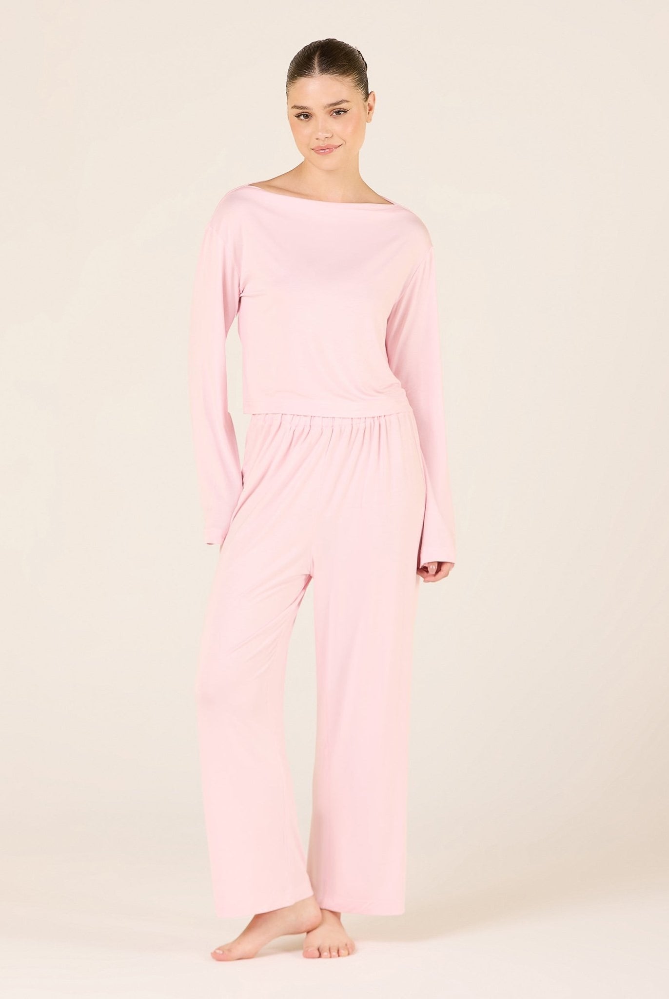 Bamboo Wide Leg Elastic Waist Pants - shopaleena