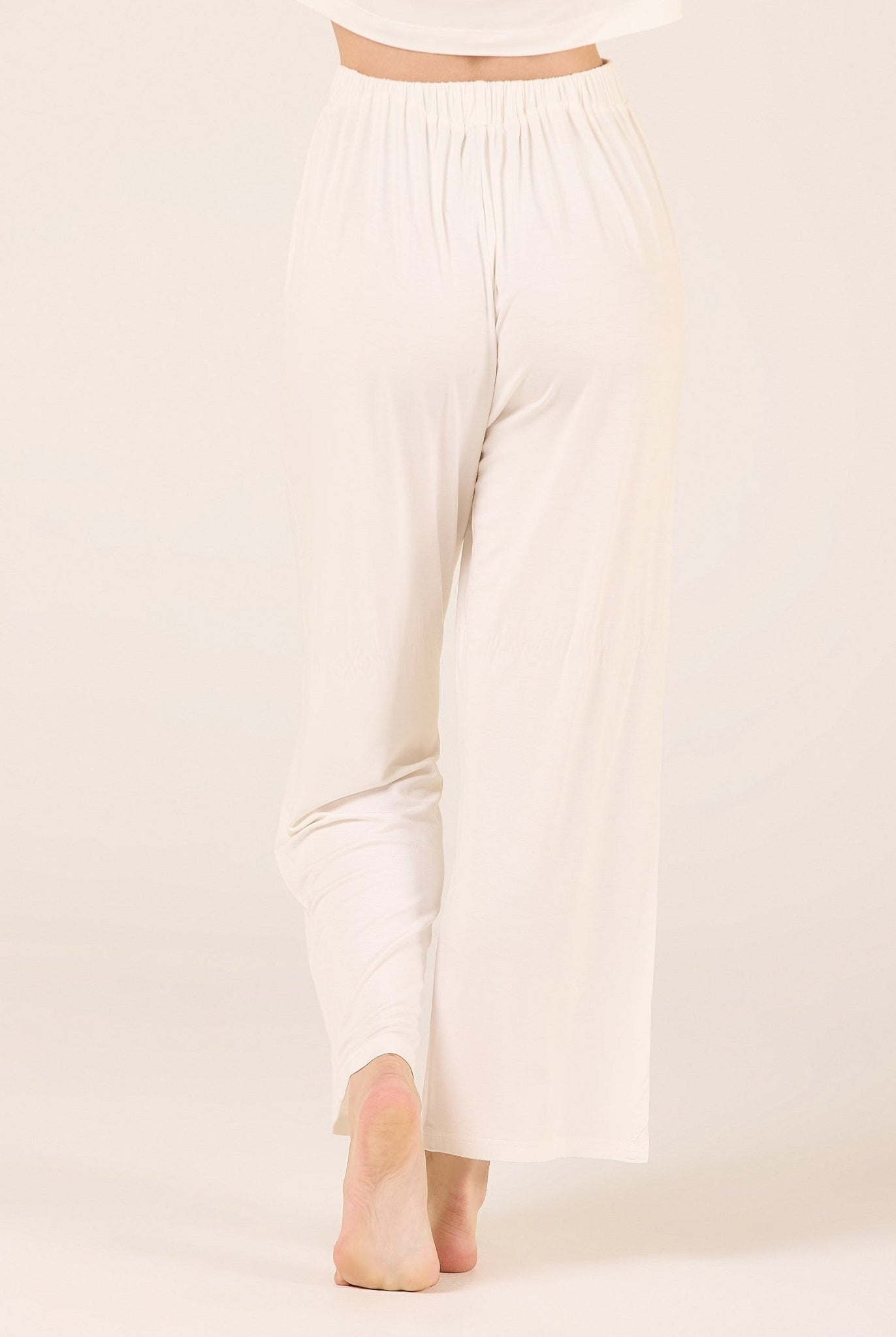 Bamboo Wide Leg Elastic Waist Pants - shopaleena