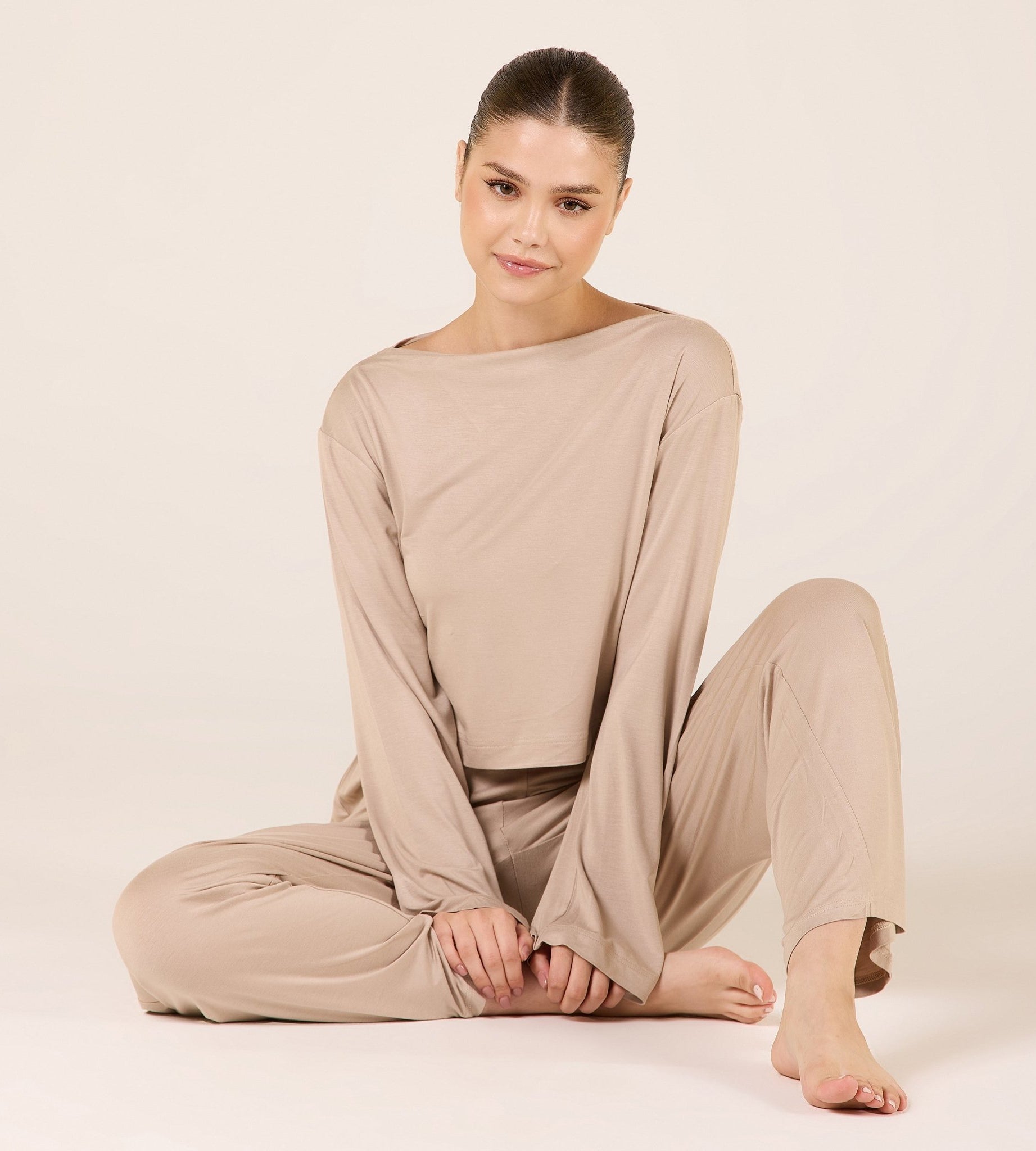 Bamboo Wide Leg Elastic Waist Pants - shopaleena