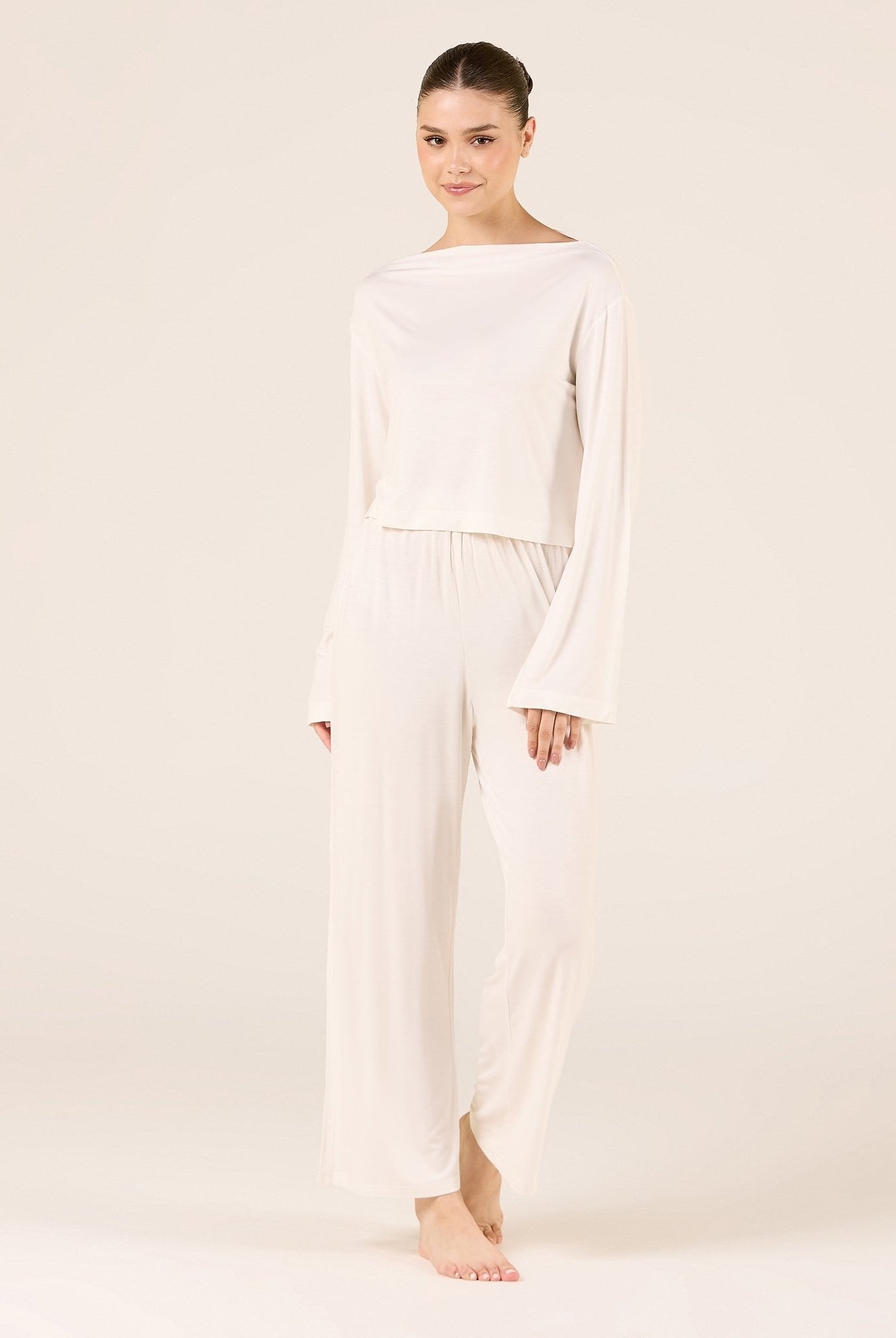 Bamboo Wide Leg Elastic Waist Pants - shopaleena